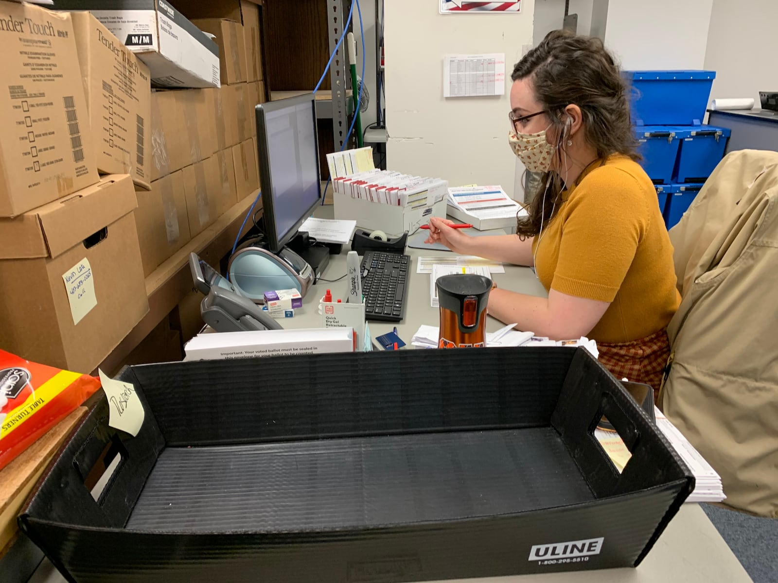 Montgomery County Board of Elections employee processes the S-11 forms sent to voters whose absentee ballot identifying envelopes had missing or wrong information so they have a chance to correct it.