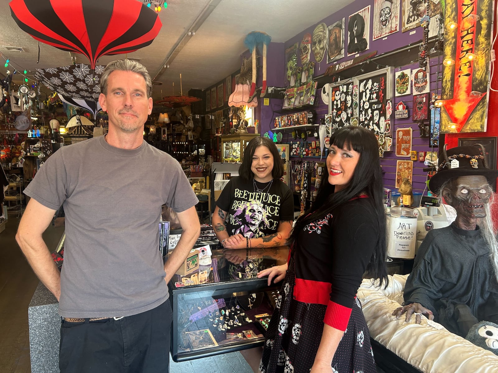 The Secret Chamber House of Oddities and Artwork in Fairborn. Owner Cherish Harrell Brooks (pictured right) with her staff. Photo by Alex Cutler