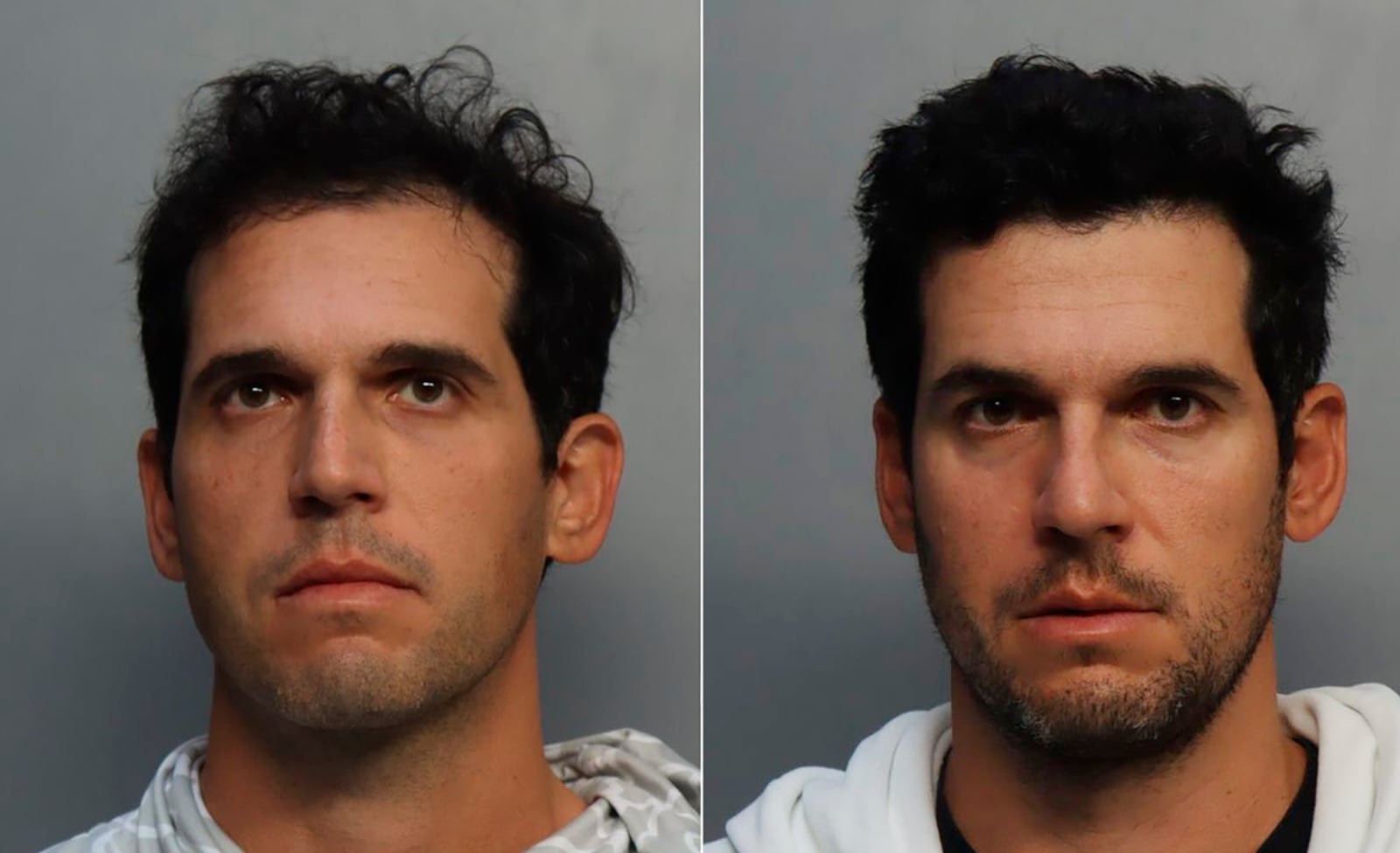 This photo provided by Miami-Dade Corrections and Rehabilitation Department shows from left, Alon Alexander and Oren Alexander, both have been charged with sex trafficking, according to a federal indictment unsealed in New York on Wednesday, Dec. 11, 2024. (Miami-Dade Corrections and Rehabilitation Department via AP.