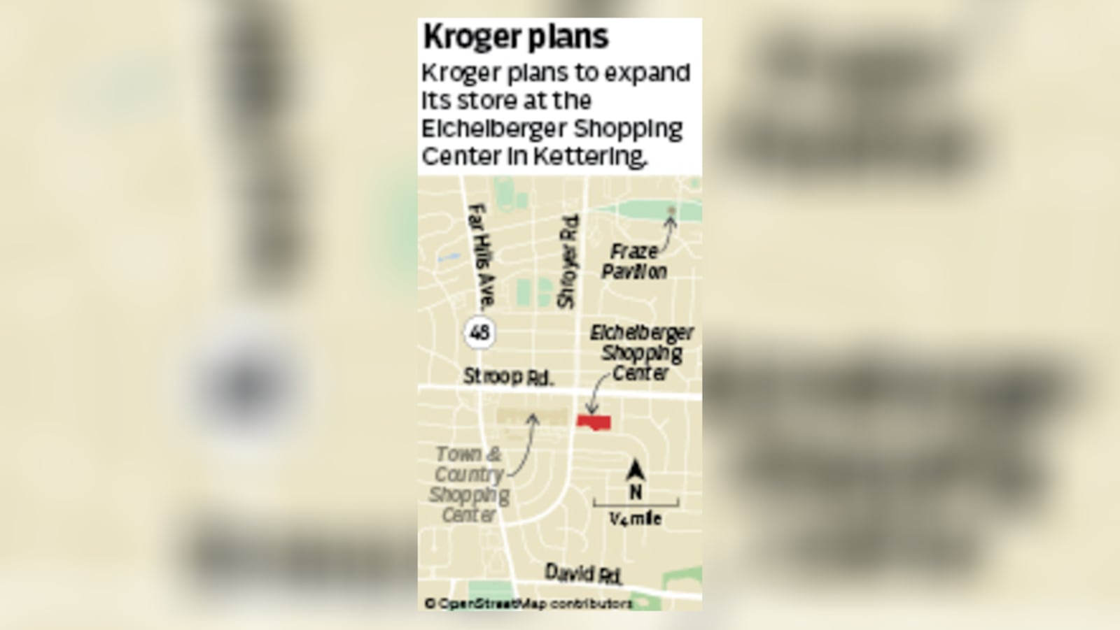 Kroger plans to expand its Kettering grocery store at the Eichelberger Shopping Center on Stroop Road, records show.  STAFF