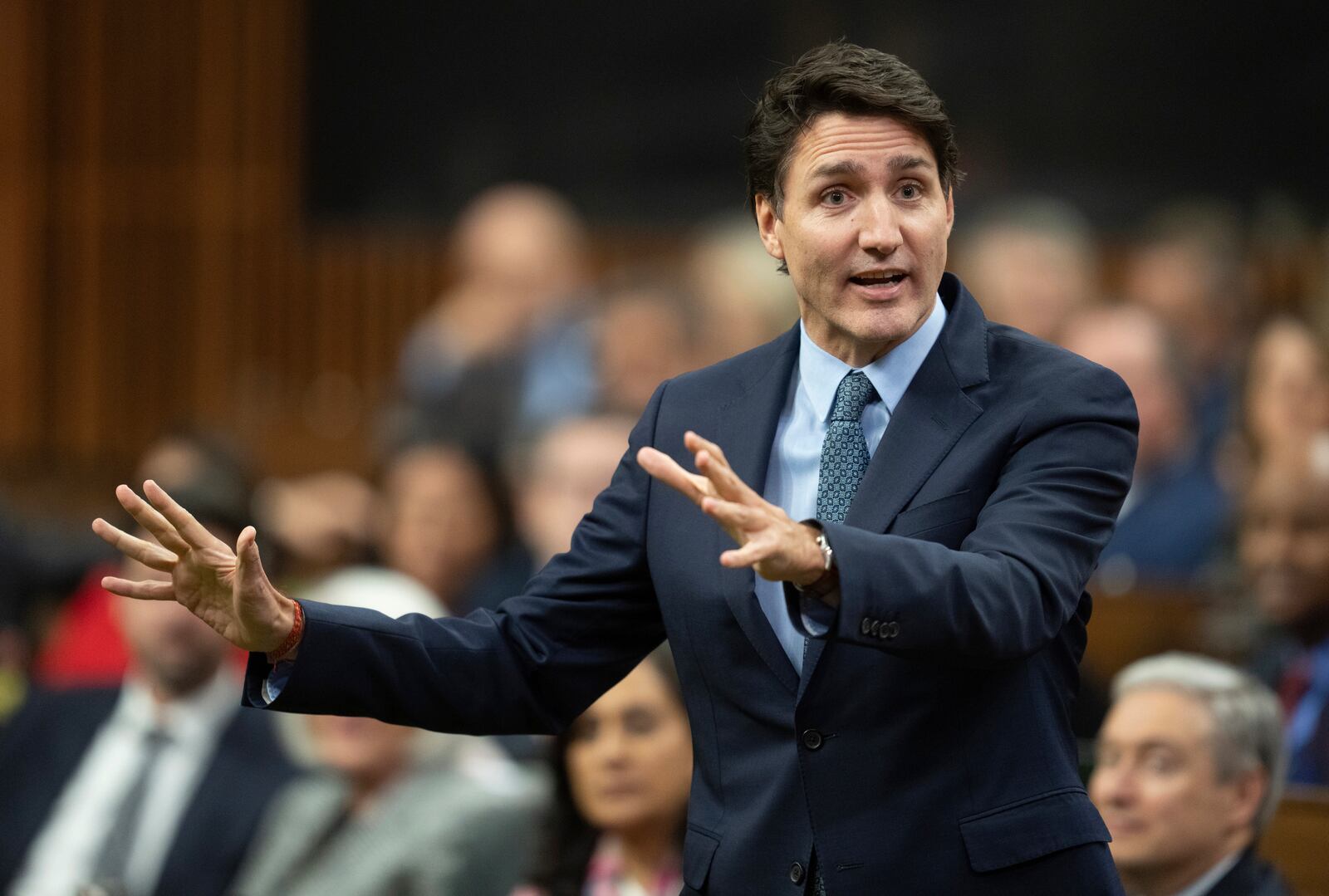 Canada Prime Minister Justin Trudeau responds to a question from the opposition during Question Period in Ottawa, Wednesday, Nov. 20, 2024. (Adrian Wyld/The Canadian Press via AP)