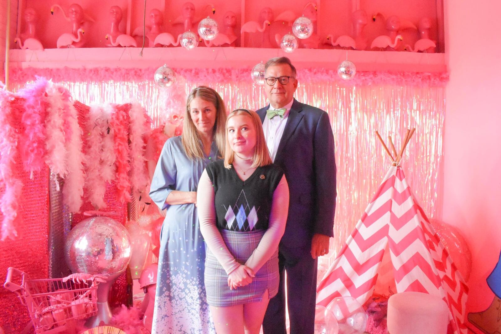 Left to right: Amy Askins (Marie Dindon), Alex Muhlenkamp (Anne Dindon) and Mark Garner (Edouard Dindon) in TheatreLab Dayton's production of "La Cage aux Folles," slated Sept. 8-10 at Top of the Market. PHOTO BY MACKENSIE KING