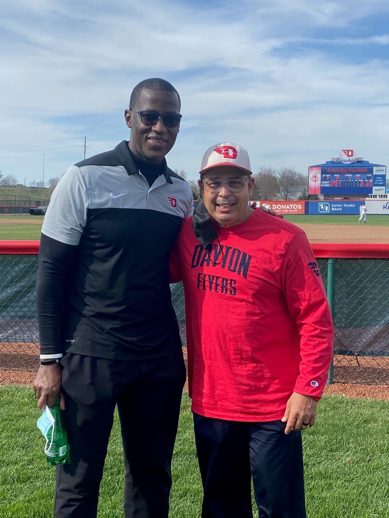 Lifelong friends Anthony Grant and Art Cabrera at Woerner Field. CONTRIBUTED