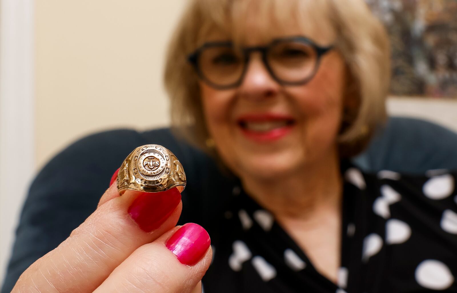 Laura Nell Ferrell was recently given her mother's class ring that was lost for decades. The ring, dated 1938, was found on the old family farm and the new owners of the farm were able to track down the family of Virginian Nuzum, who lost the class ring sometime after they moved to the farm in 1952. Ferrell's brother sent her the ring as a surprise for her birthday. NICK GRAHAM/STAFF