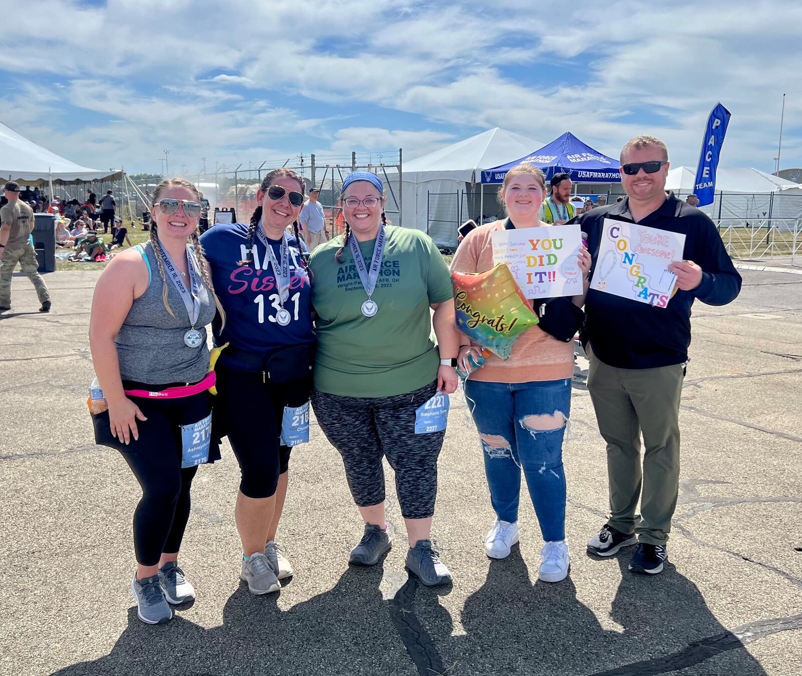 From left, sisters Ashley and Kristen Humphreys, along with Stephanie Towne, center, her daughter Katie, and husband Matt. AIMEE HANCOCK/STAFF