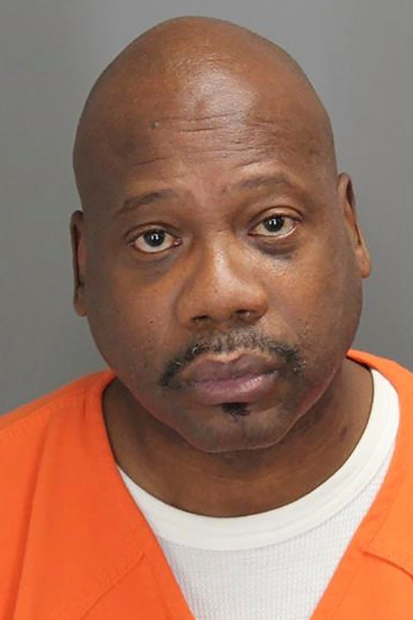 This undated booking photo provided by the Oakland County Sheriff's Department shows Lucius Hamilton, one of the four security guards facing trial in the death of an unarmed Black man who was pinned to the ground during a fierce struggle at a suburban Detroit shopping mall. (Oakland County Sheriff's Department via AP)