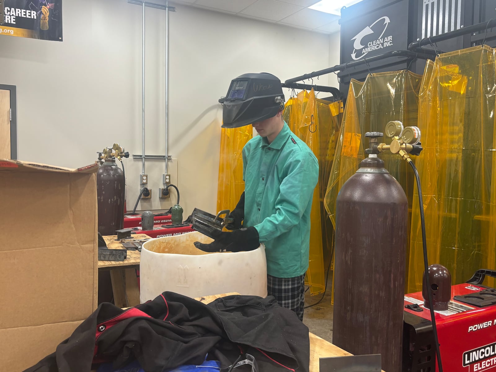 Jason Ware, a Northridge junior, is a student in the career tech center's welding class. He plans to take a job with a local sheet metal union. Eileen McClory / staff