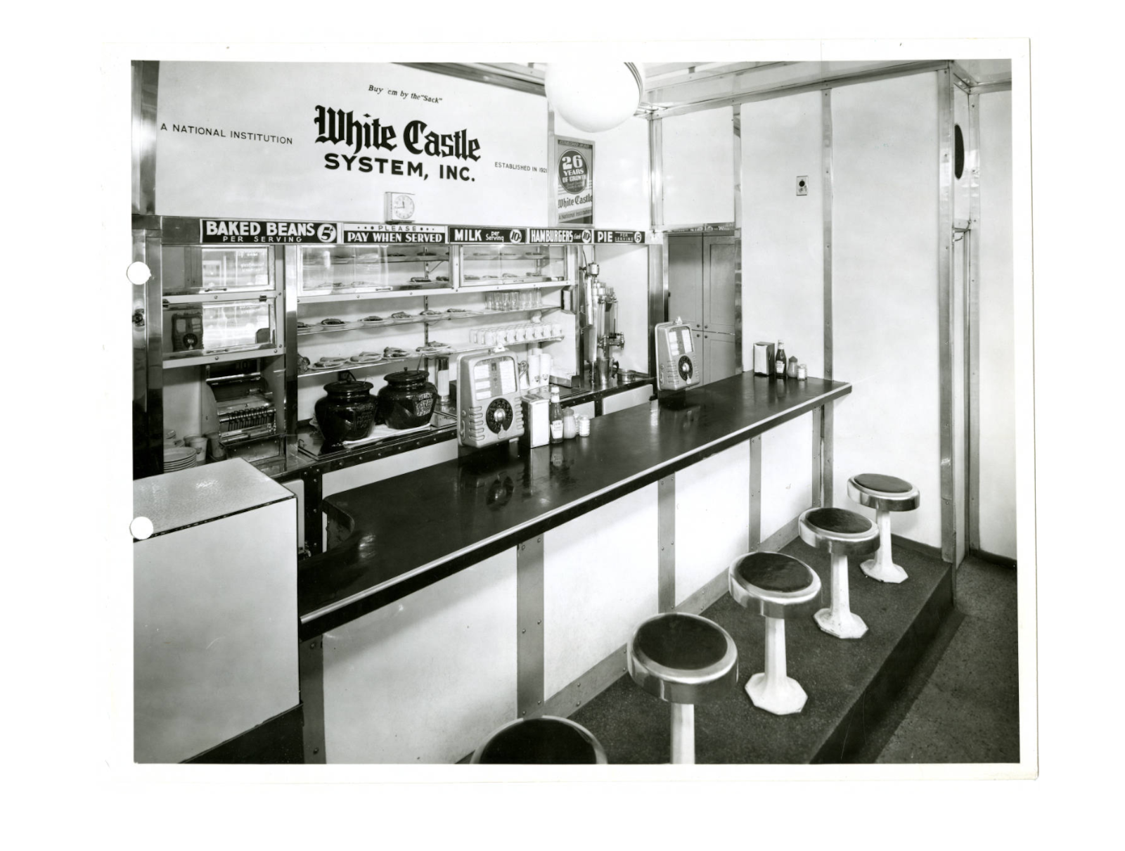 The counter inside one of the first White Castles.