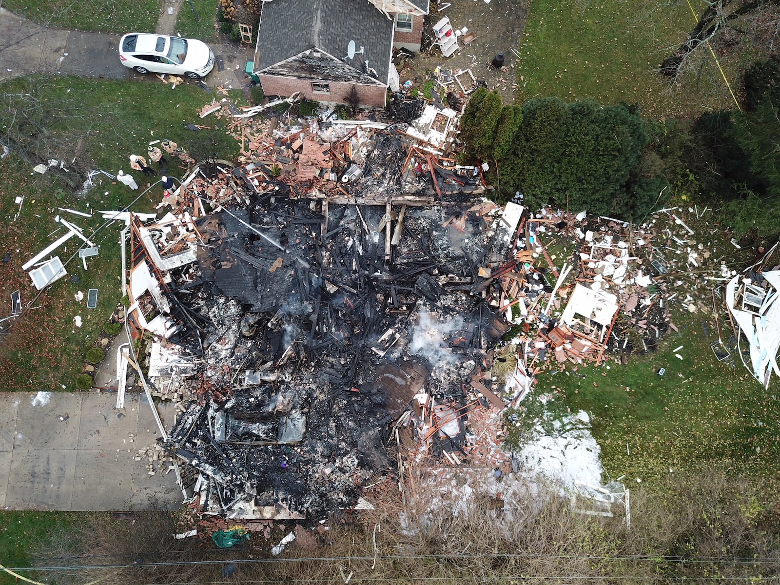 Death confirmed following Kettering explosion, fire  on North Claridge Drive. Chuck Hamlin/Staff