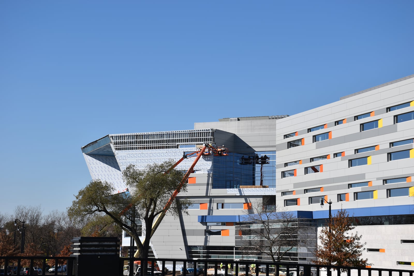 The Greater Dayton School across from RiverScape MetroPark remains under construction. CORNELIUS FROLIK / STAFF