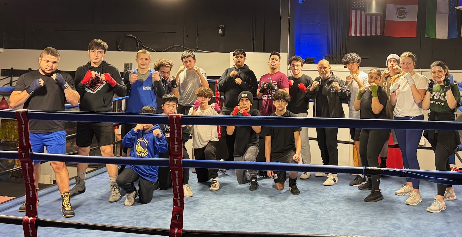 A few of the United Nations of boxers who train at DMC Boxing Academy in Centerville. Daniel Meza-Cuadra (sixth from right in black) owns and serves as head trainer of the popular fight club, From just one of the many training sessions held there, he’s surrounded by 18 boxers whose origins go back to 12 different nations: Moldova, Uzbekistan, India, Ukraine, China, Eqypt, Honduras, Palestine, Mexico, Turkey Dominican Republic and Germany. In all, he said boxers from 67 nations have or continue to train at DMC. CONTRIBUTED