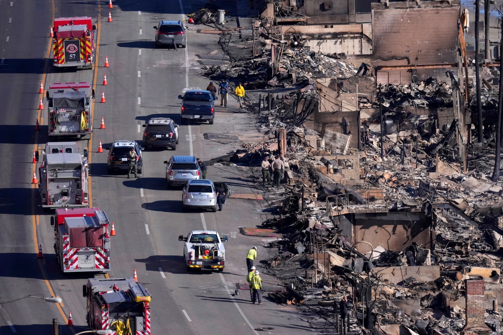 FILE - Beachfront properties are burned by the Palisades Fire, Sunday, Jan. 12, 2025 in Malibu, Calif. (AP Photo/Mark J. Terrill, File)