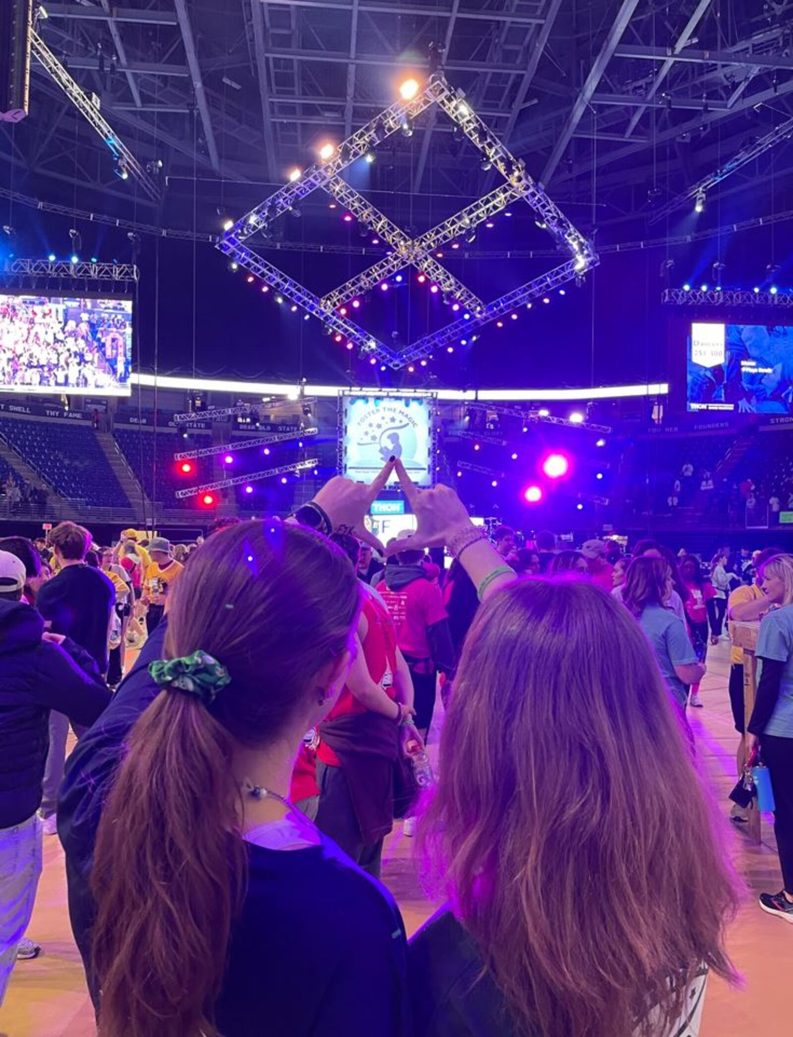 Kaitlyn Buell with a friend at the THON. 