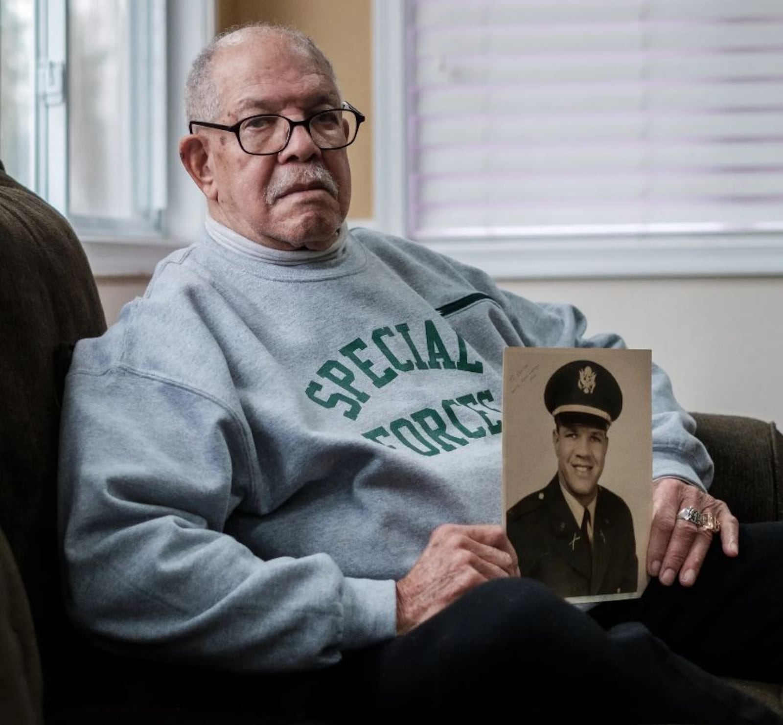 Col. Paris Davis, who retired from the U.S. Army Special Forces, photographed this month in Alexandria, Va. While fighting in the Vietnam War in 1965, Mr. Davis performed a stunning series of heroic acts during an 18-hour battle, including dragging three wounded men to safety after he had been shot five times. Michael A. McCoy/New York Times