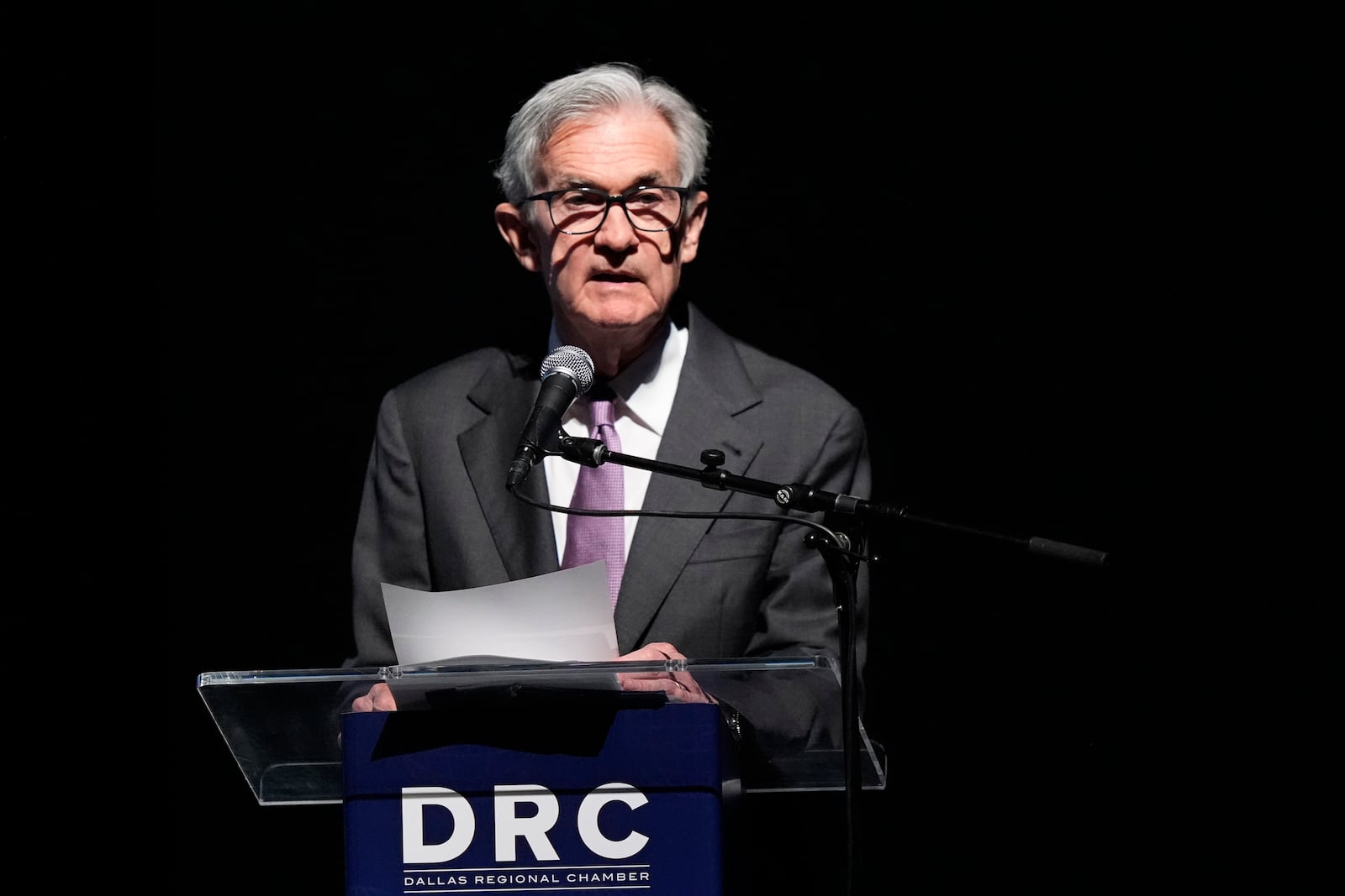 Federal Reserve Chair Jerome Powell speaks to the Dallas Regional Chamber during an event in Music Hall at Fair Park Thursday, Nov. 14, 2024, in Dallas. (AP Photo/LM Otero)