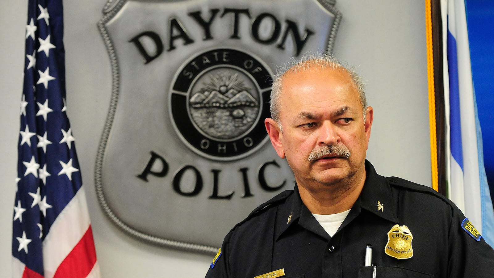 Dayton Police Chief Kamran Afzal talks Friday June 9, 2023, about a man involved in a Dayton police use of force incident who is not expected to survive. MARSHALL GORBY\STAFF