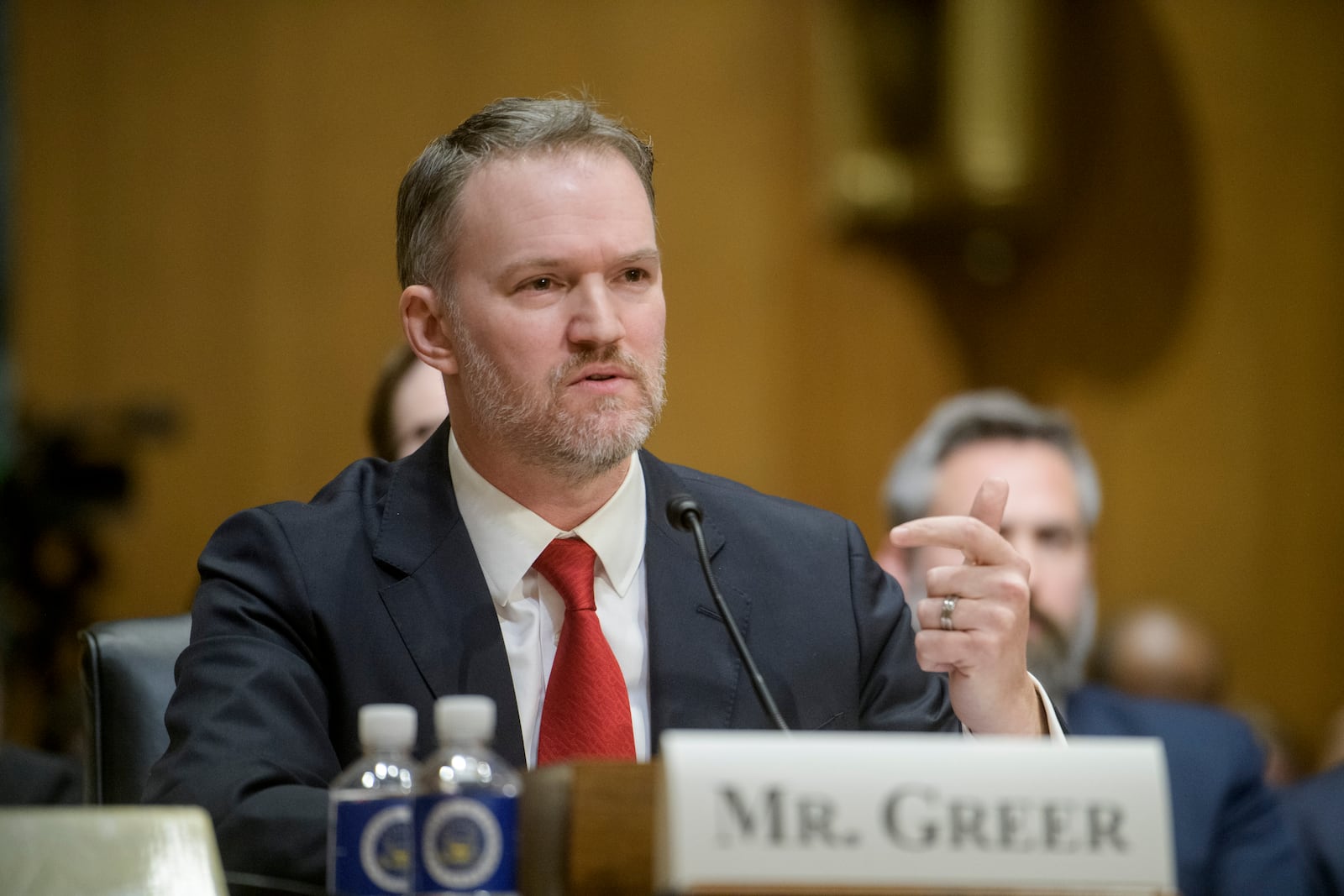 Jamieson Greer, President Donald Trump's nominee to be United States Trade Representative, with the rank of Ambassador, appears before the Senate Committee on Finance for his pending confirmation on Capitol Hill, Thursday, Feb. 6, 2025, in Washington. (AP Photo/Rod Lamkey, Jr.)