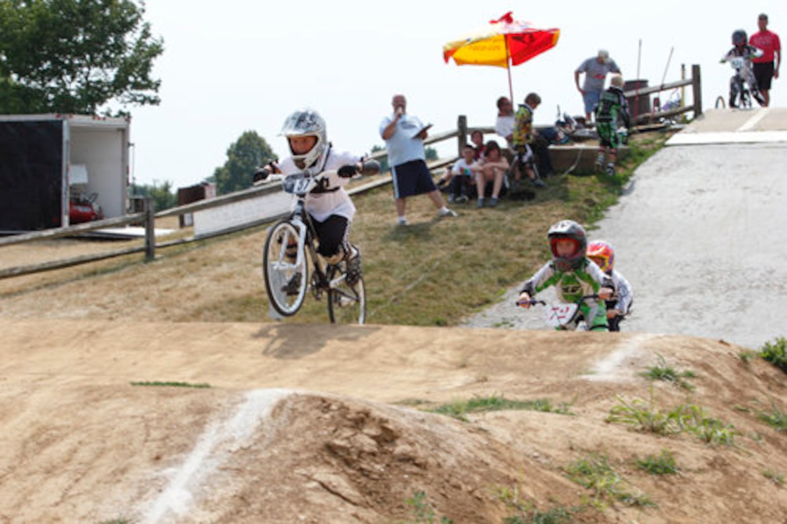 BMX riders compete on the bike track at Delco Park in Kettering, in this file photo.