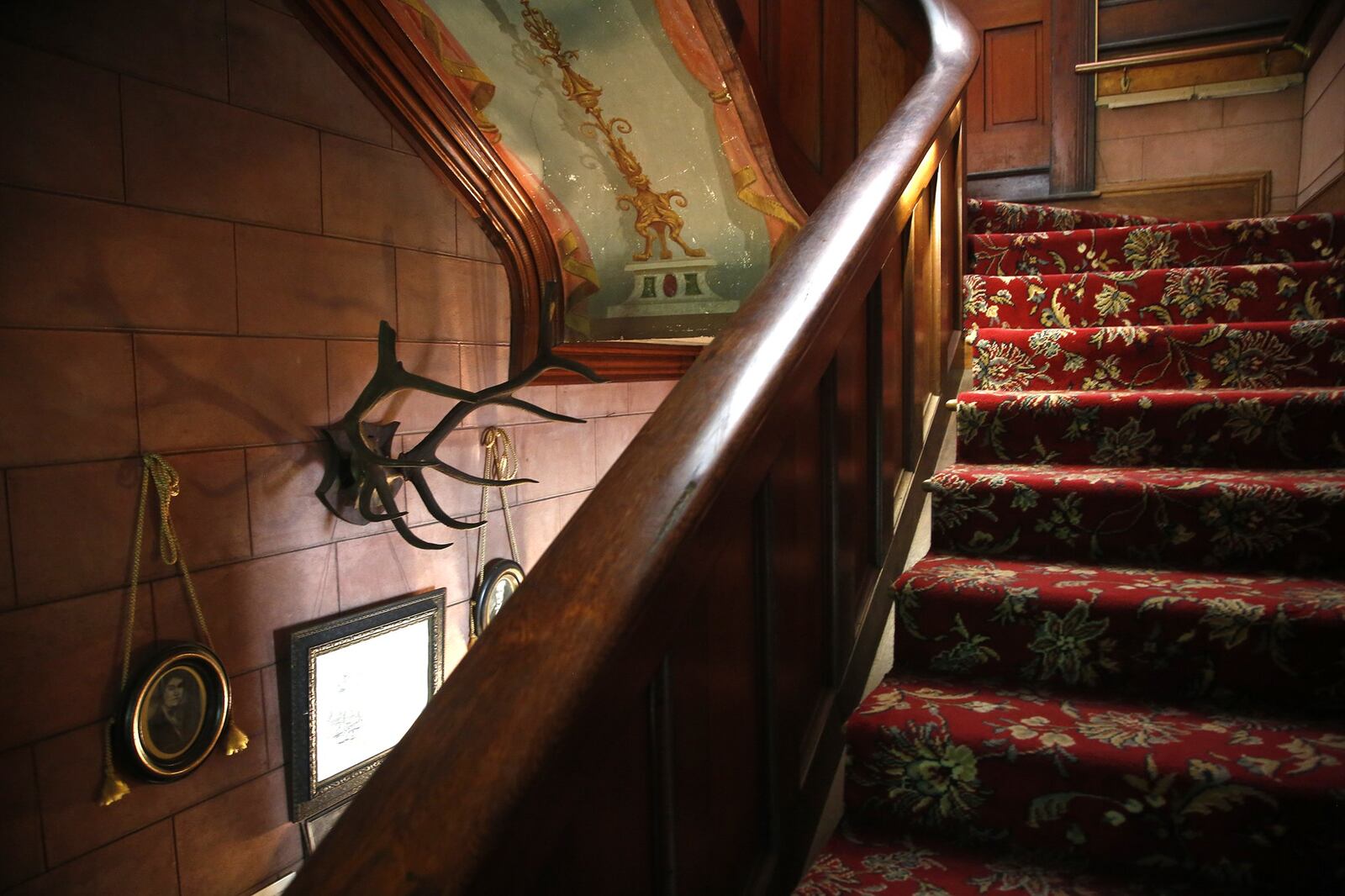 Two-inch gaps — dust channels — were designed along the stair treads at Mac-A-Cheek, one of the Piatt Castles in West Liberty. Two free events will be held this month geared toward history lovers.  LISA POWELL / STAFF