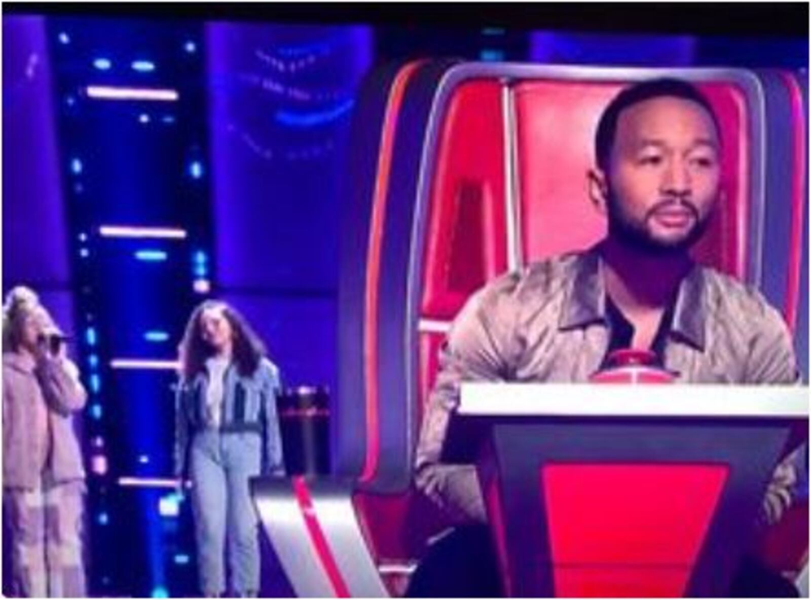 The Cunningham Sisters joined Team Kelly Clarkson on Tuesday's airing of The Voice, spoiling the hopes of fellow Ohioan John Legend, of Springfield. MIKE RUTLEDGE/STAFF/ FROM THE VOICE