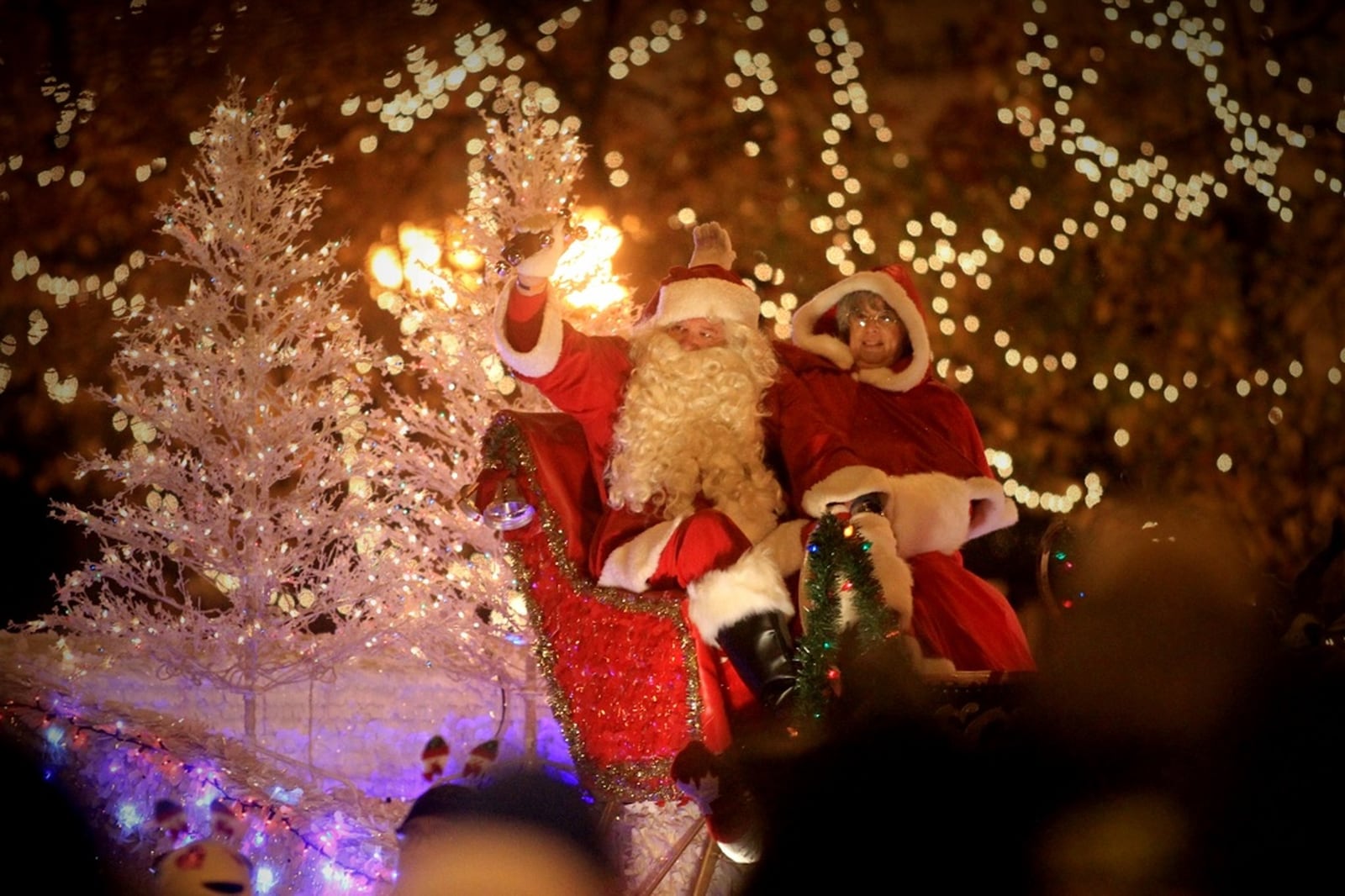 Santa Claus is the highlight of the Children's Parade Friday night, Nov. 25, 2016, during the 2016 Dayton Holiday Festival in Courthouse Square in downtown Dayton. JIM NOELKER / STAFF FILE PHOTO