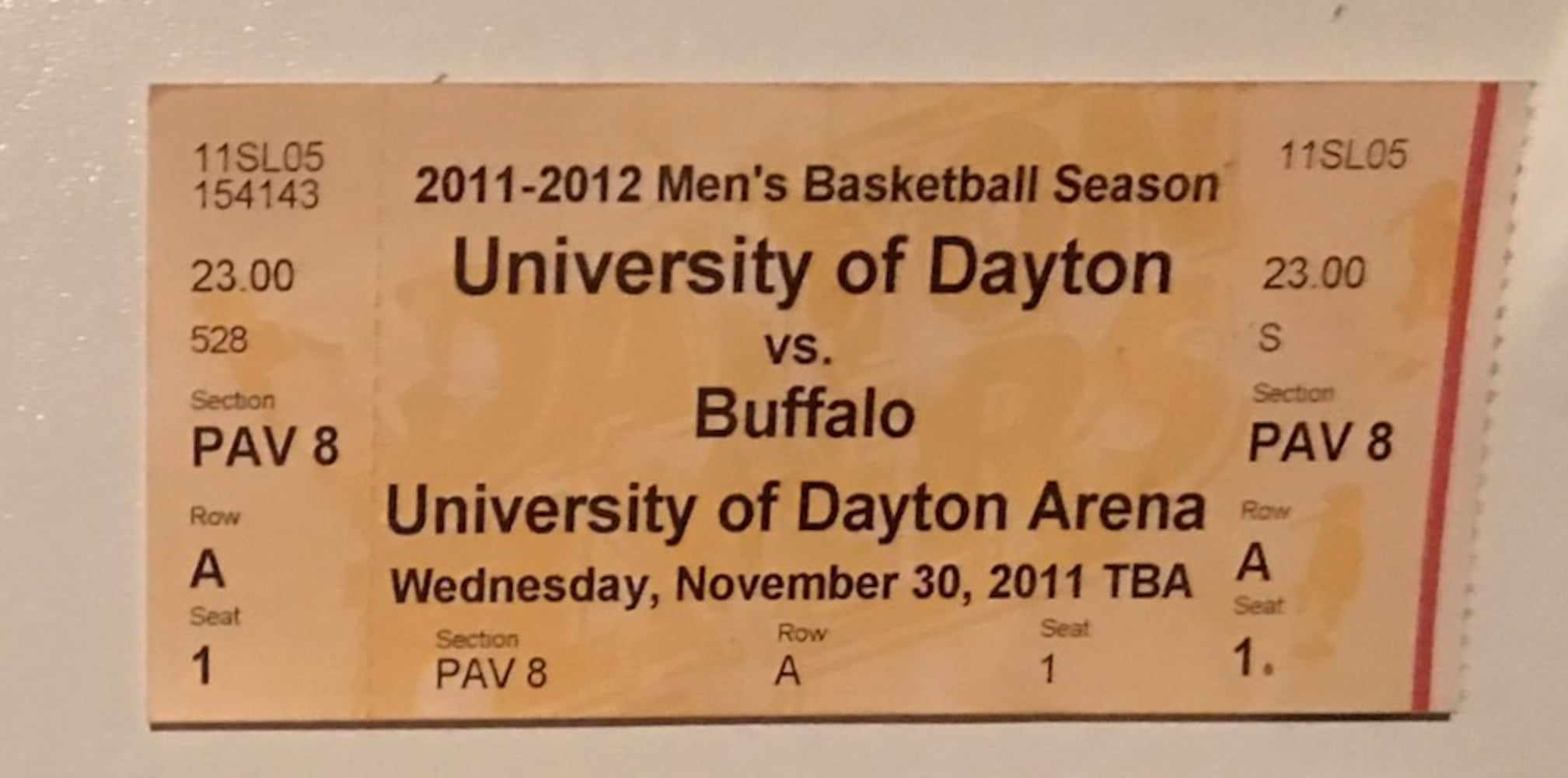 Dayton Flyers ticket stubs