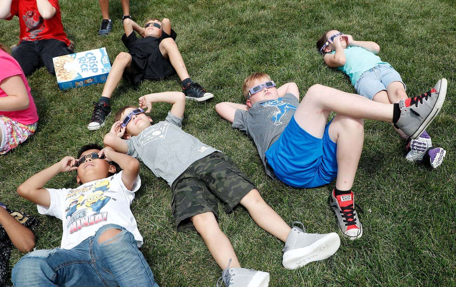 Students at Horace Mann Elementary gathered outside in 2017 to watch the solar eclipse. Bill Lackey/Staff