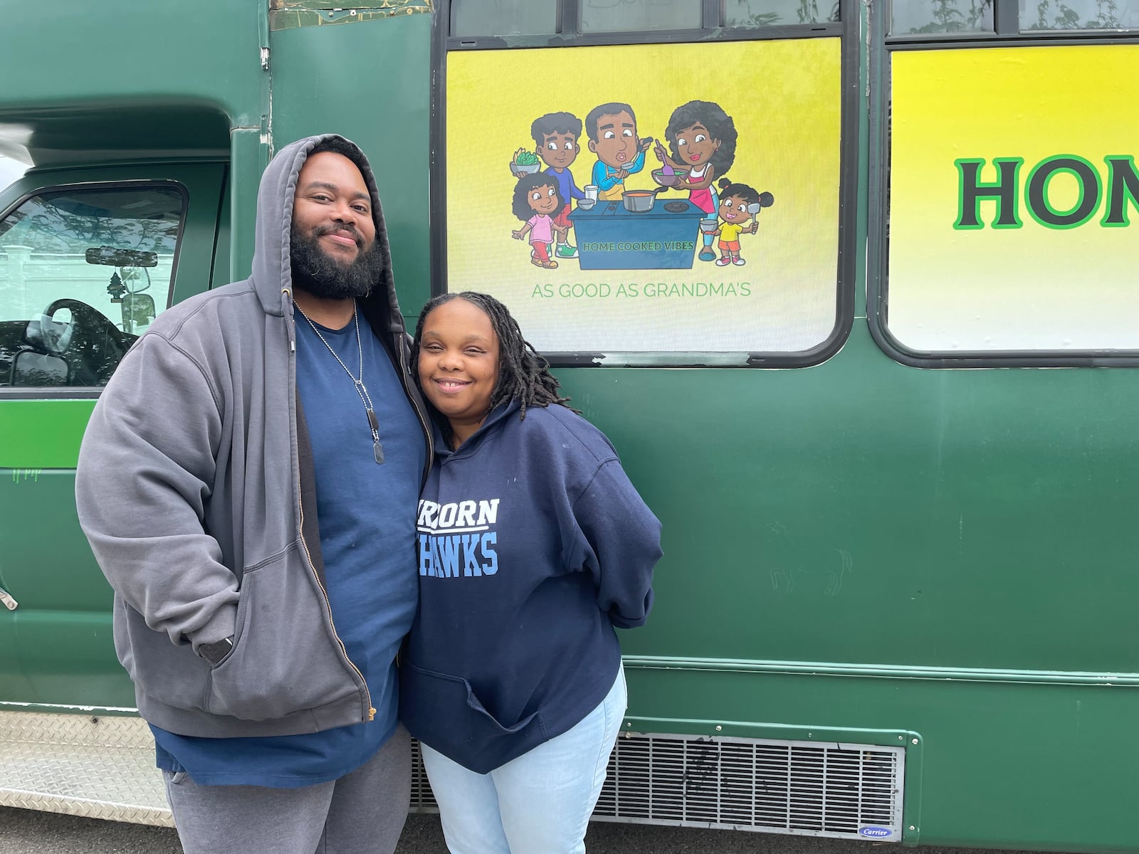 Home Cooked Vibes, a food bus based out of Fairborn, offers savory and sweet egg rolls and more. Pictured are owners Syrita Nuttall and James Highsmith. NATALIE JONES/STAFF