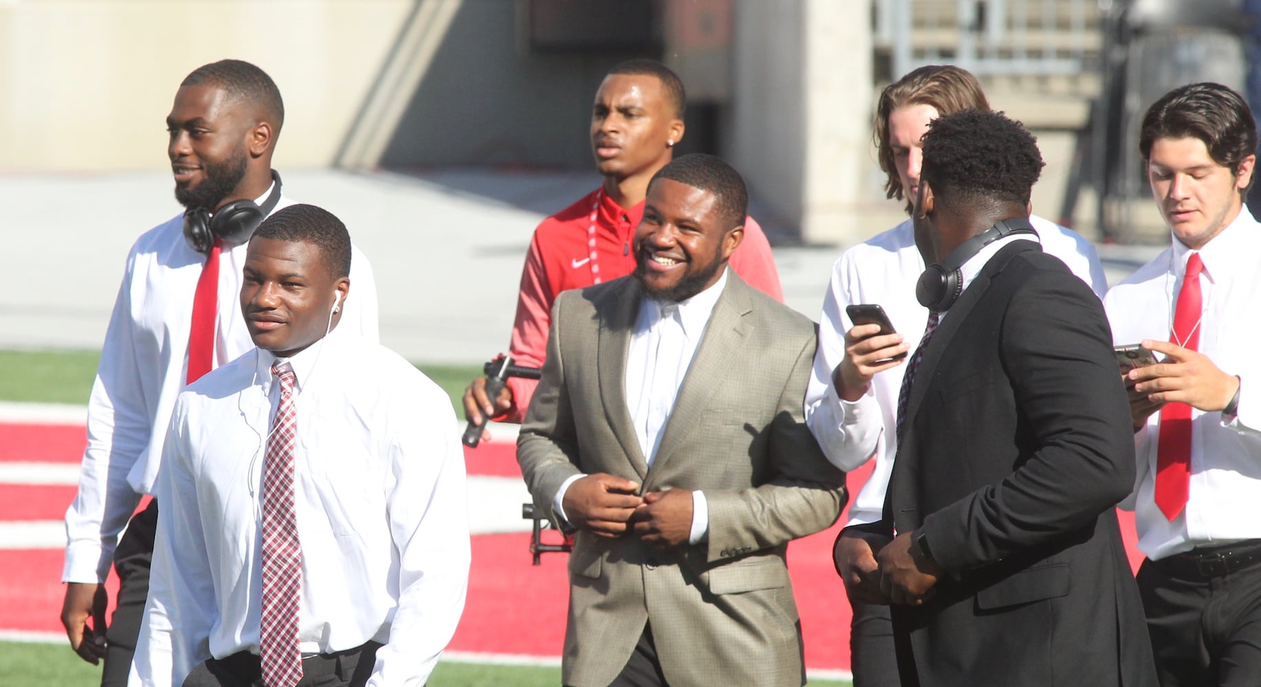 Photos: Urban Meyer jogs across field at Ohio Stadium