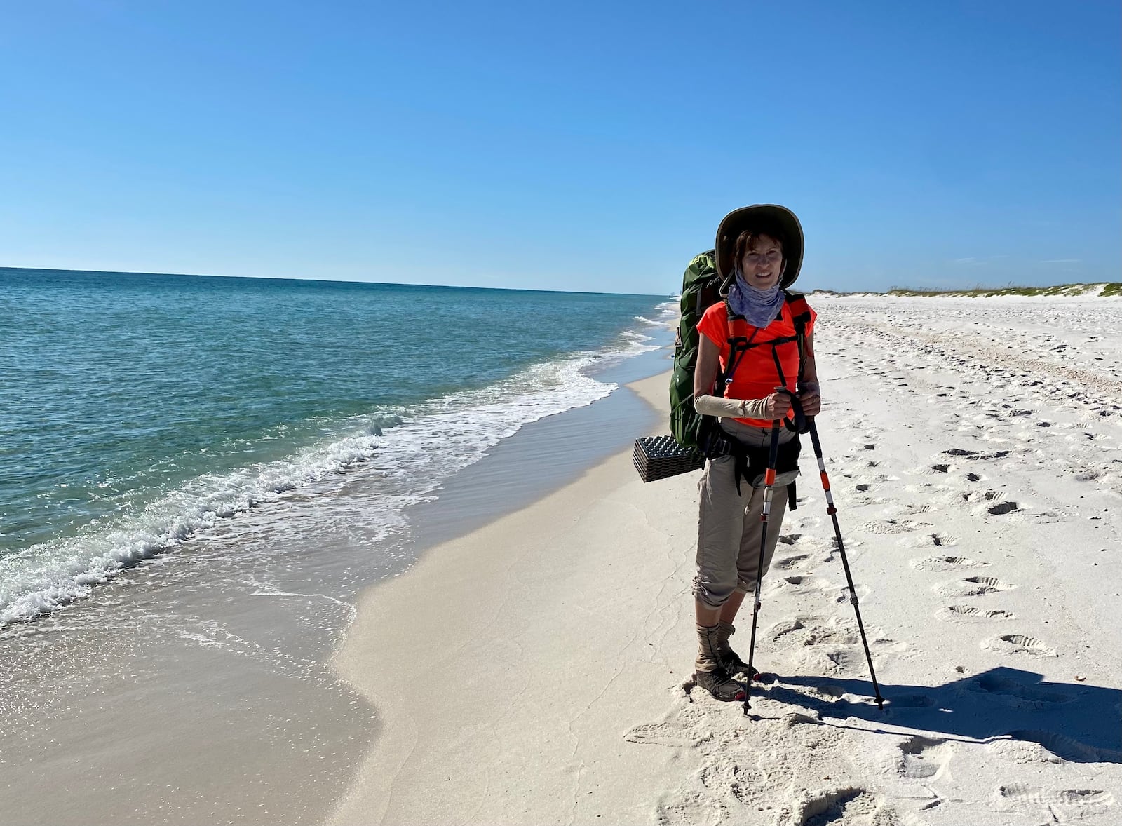 Hiker Karen Power on the beach at Santa Rosa Island - Contributed