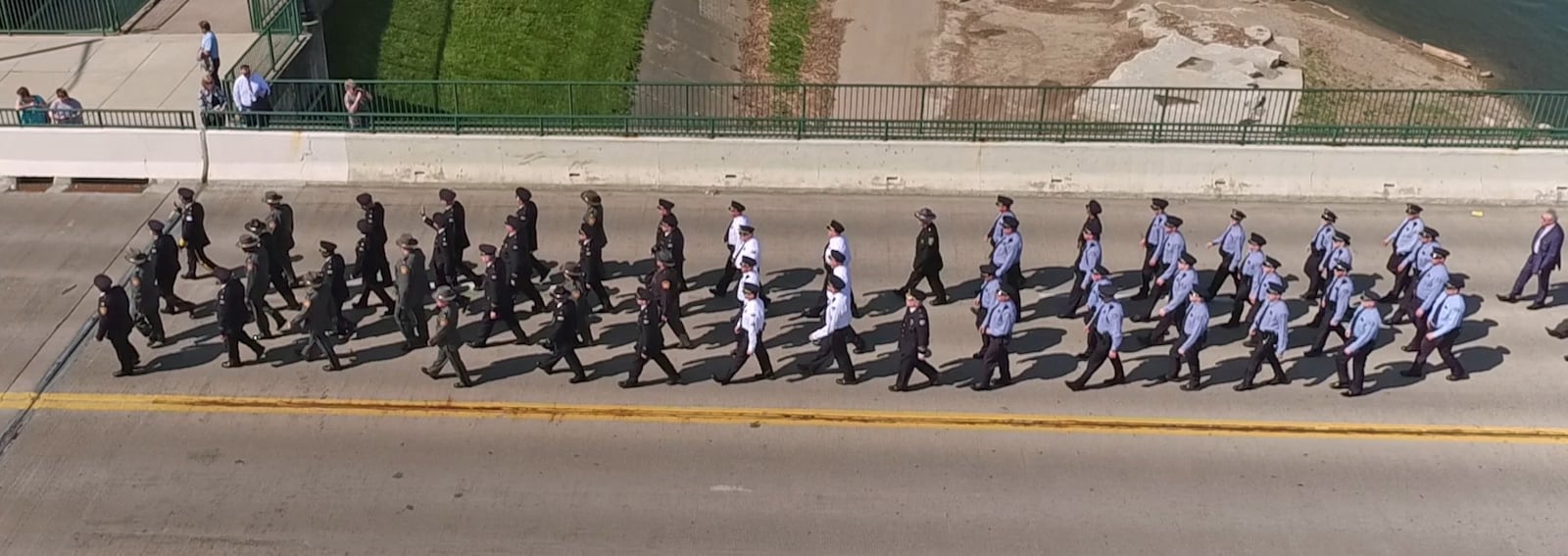 The 12th Annual Montgomery County Law Enforcement Officer Memorial Ceremony took place at RiverScape in Dayton on Friday morning after a parade of law enforcement members, a Scottish bagpipe and drum band and 20 vehicles came across the Riverside Drive Bridge.   TY GREENLEES / STAFF