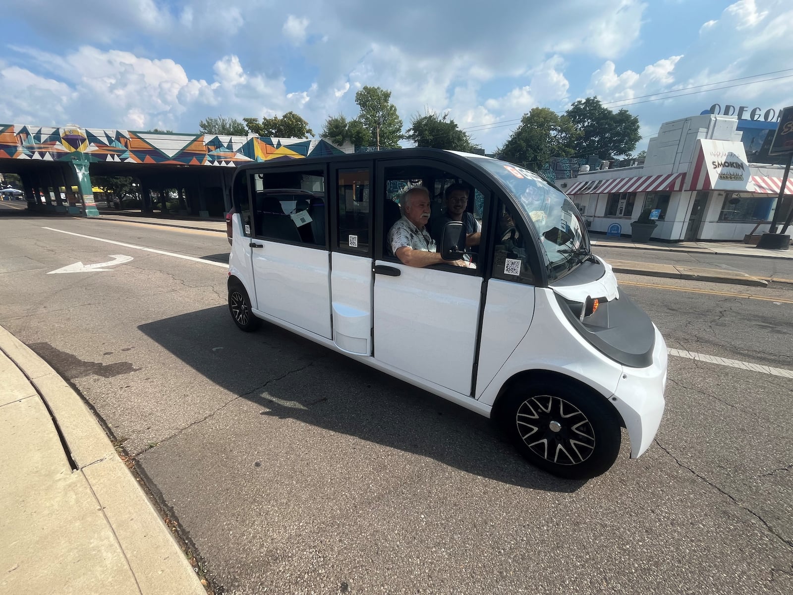 GEST Dayton, a new electric cart ride service, offered free rides in downtown Dayton during Art in the City on Saturday, Aug. 3, 2024. CORNELIUS FROLIK / STAFF