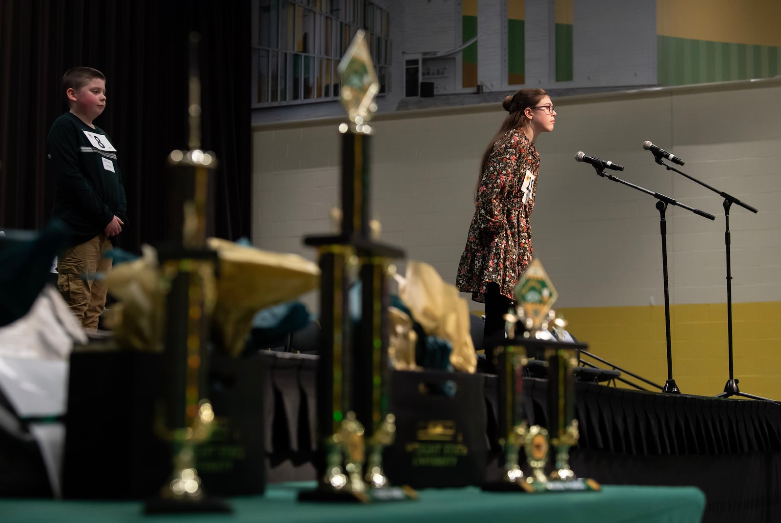 Aurora Spisak, 13, of Centerville, during the Wright State Regional Spelling Bee on Wednesday. Courtesy of Wright State University.