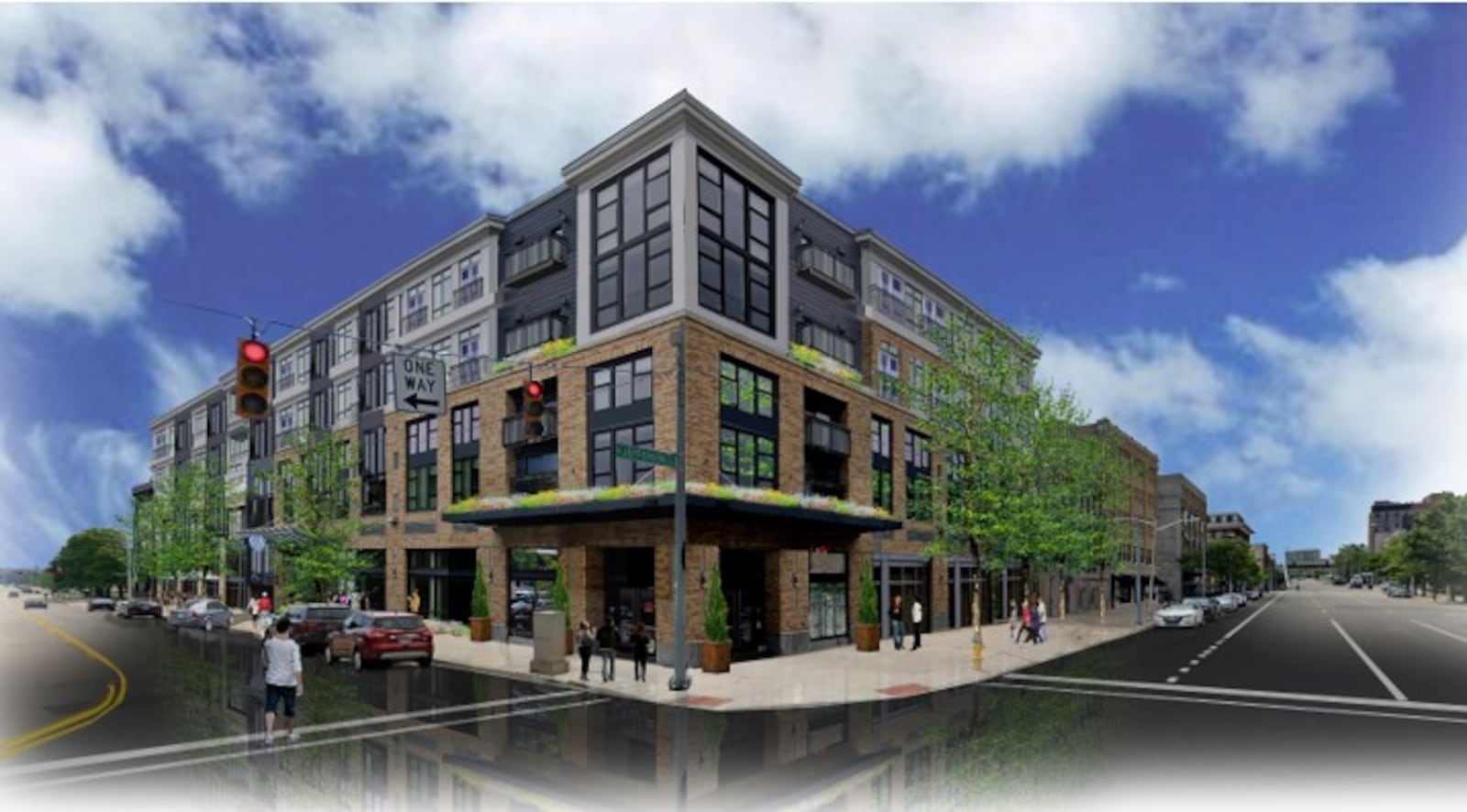 A concept only artist rendering of a proposed mixed-use building at North St. Clair and East Second streets in downtown Dayton. CONTRIBUTED