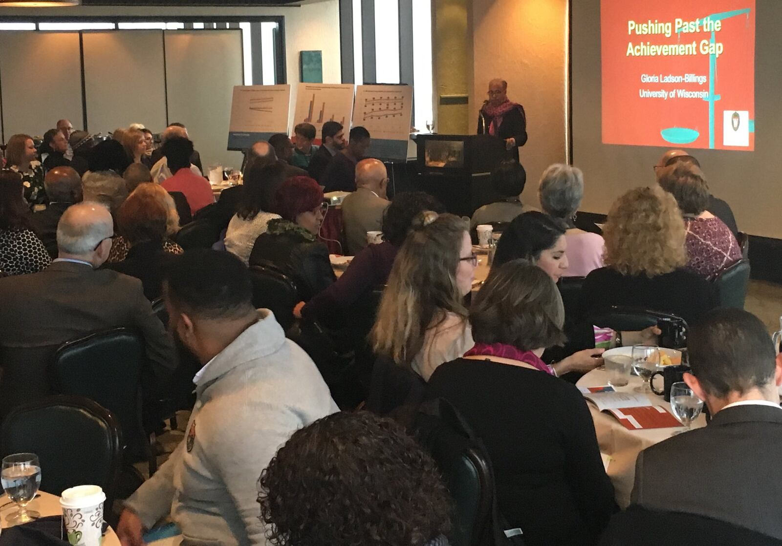 A crowd of Dayton-area leaders listens to University of Wisconsin professor Gloria Ladson-Billings discuss equity in education Friday, Jan. 27, 2017, at Learn to Earn Dayton’s session on the topic, at the Dayton Racquet Club. JEREMY P. KELLEY / STAFF