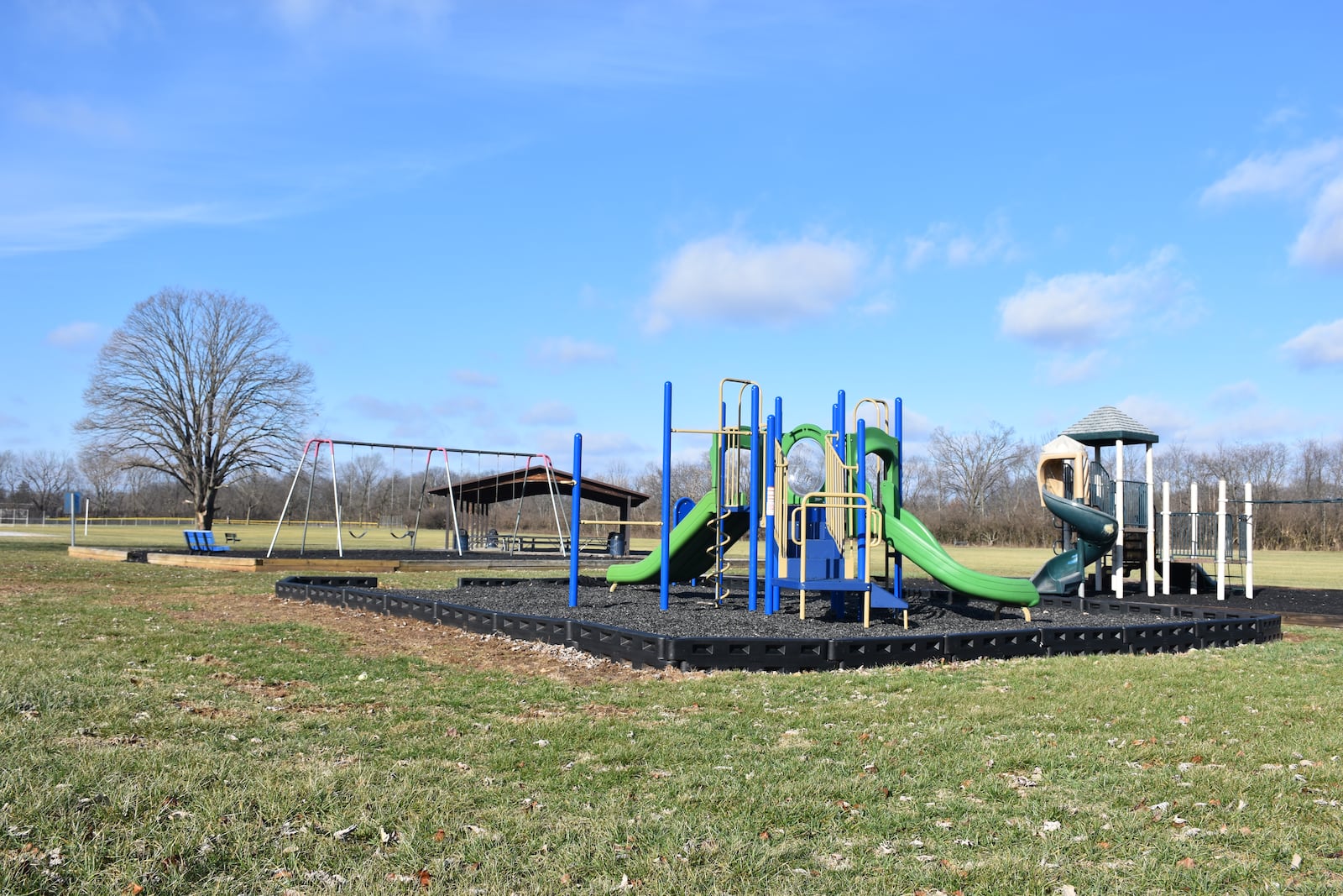 Playgrounds and swings at Rohrer Park in Riverside. The city hopes to buy and install a new modular bike pump track at the park in early 2025. CORNELIUS FROLIK / STAFF