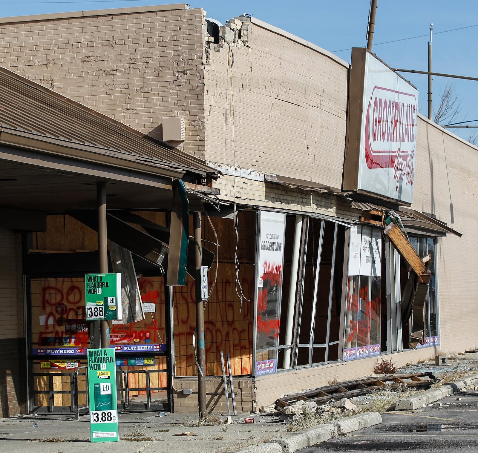 The EF4 tornado destroyed the Grocery Lane on Troy Street at Stanley Avenue, compounding the problem of food insecurity in the city. CHRIS STEWART / STAFF