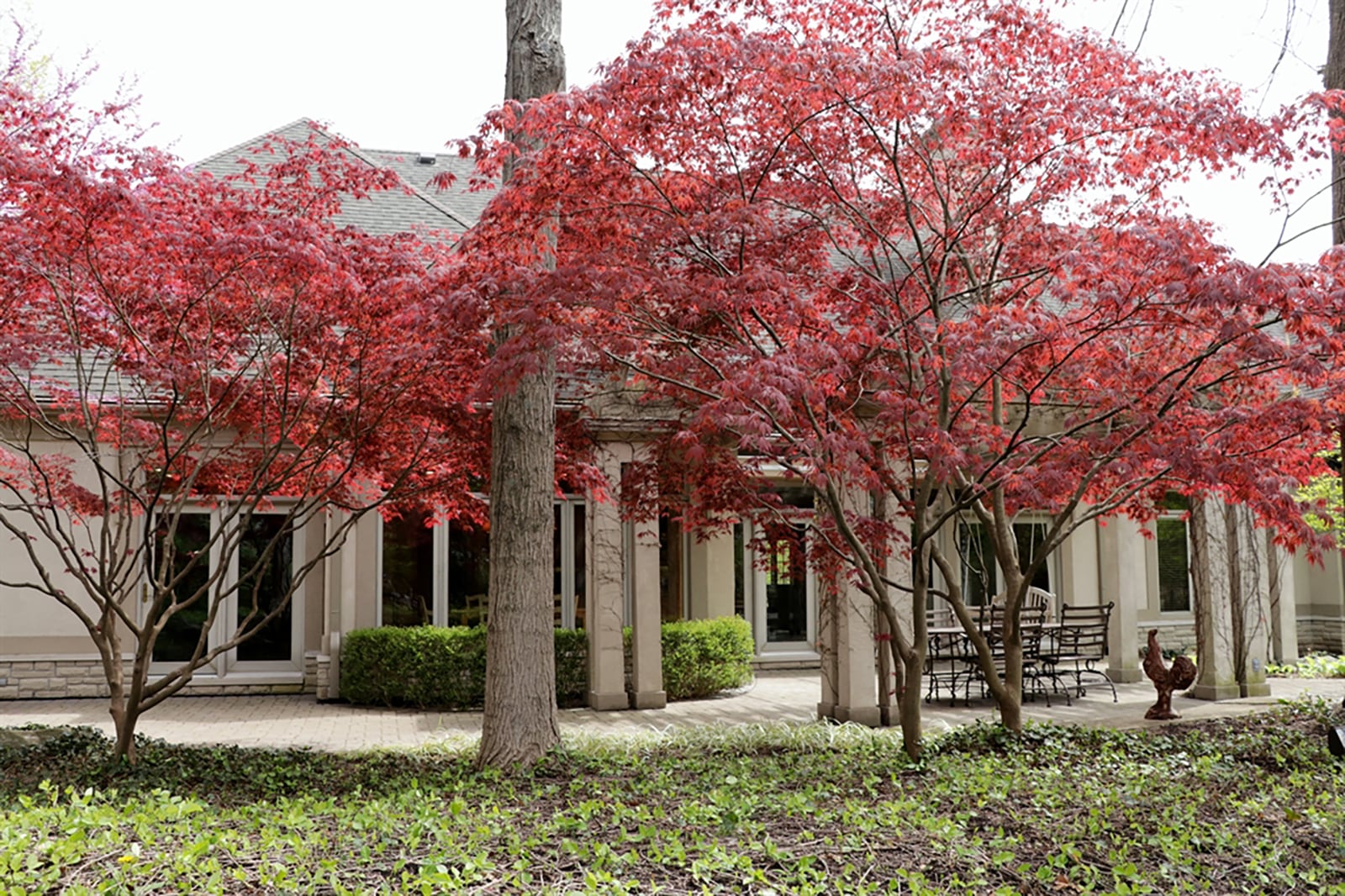 Extensive landscaping with flowering trees, stone and brick walkways and staircases, brick accents walls and paver-brick patios surround the house that sits on a 0.8-acre, corner lot. CONTRIBUTED PHOTO BY KATHY TYLER