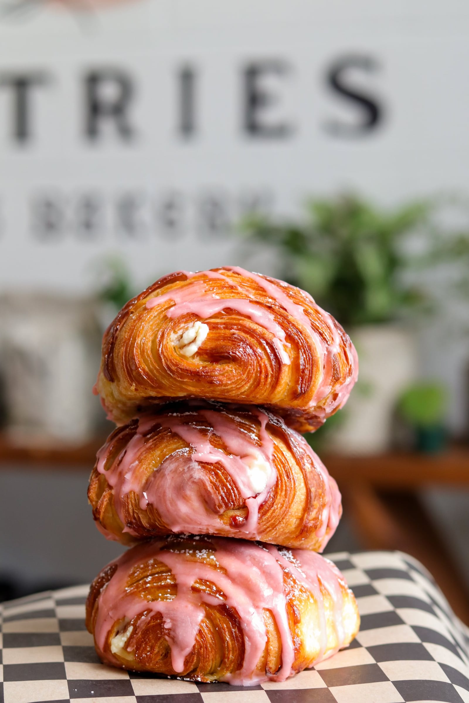 Pictured is the Strawberry Mascarpone’s Pain au Chocolat (strawberry white chocolate and mascarpone cream in a croissant with strawberry glaze and powdered sugar) at Val's Bakery in Dayton (CONTRIBUTED PHOTO).