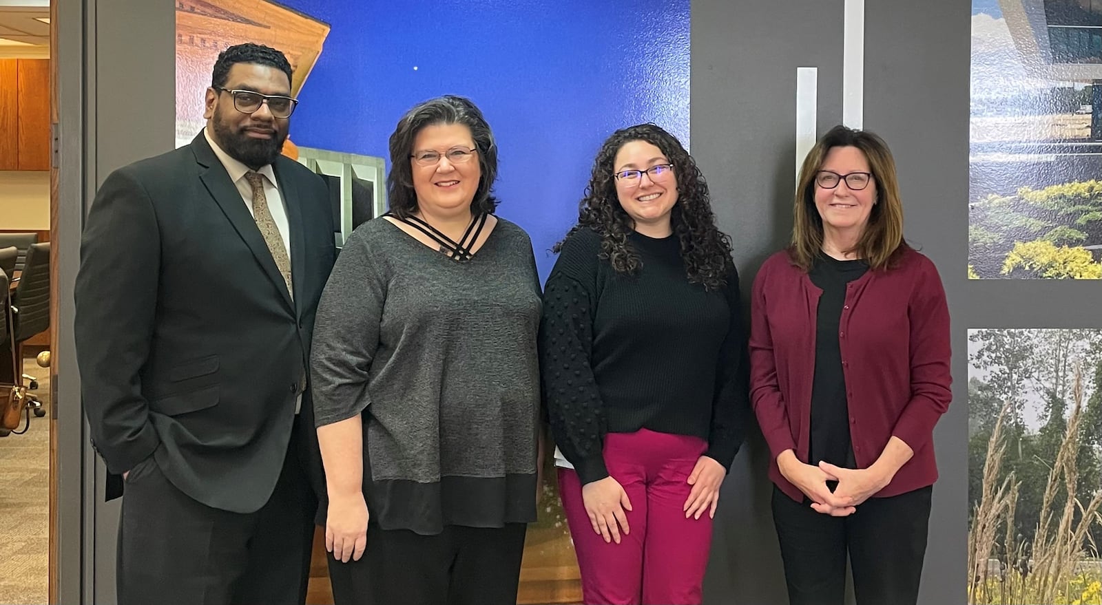 Members of Montgomery County Economic Development Team have all of become licensed drone pilots. They are from left, Clarence Rahman, Gwen Eberly, Kara Hamby and Pam Fannin. CONTRIBUTED