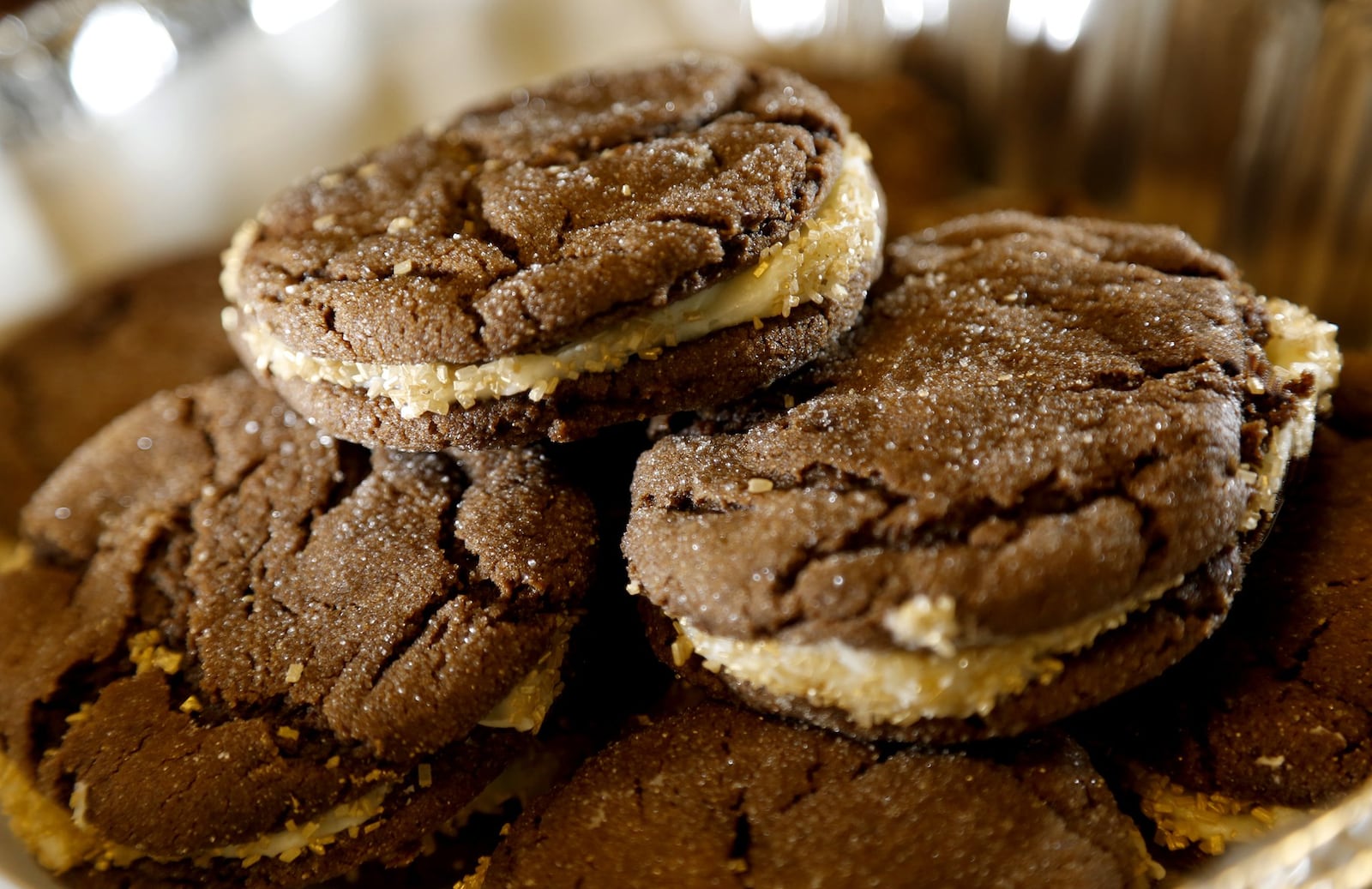 The first-place winner in the 2016 Dayton Daily News Holiday Cookie contest were these Chocolate Ginger Molasses Sandwich Cookies, submitted by Darrell Bickley of Centerville. LISA POWELL/STAFF