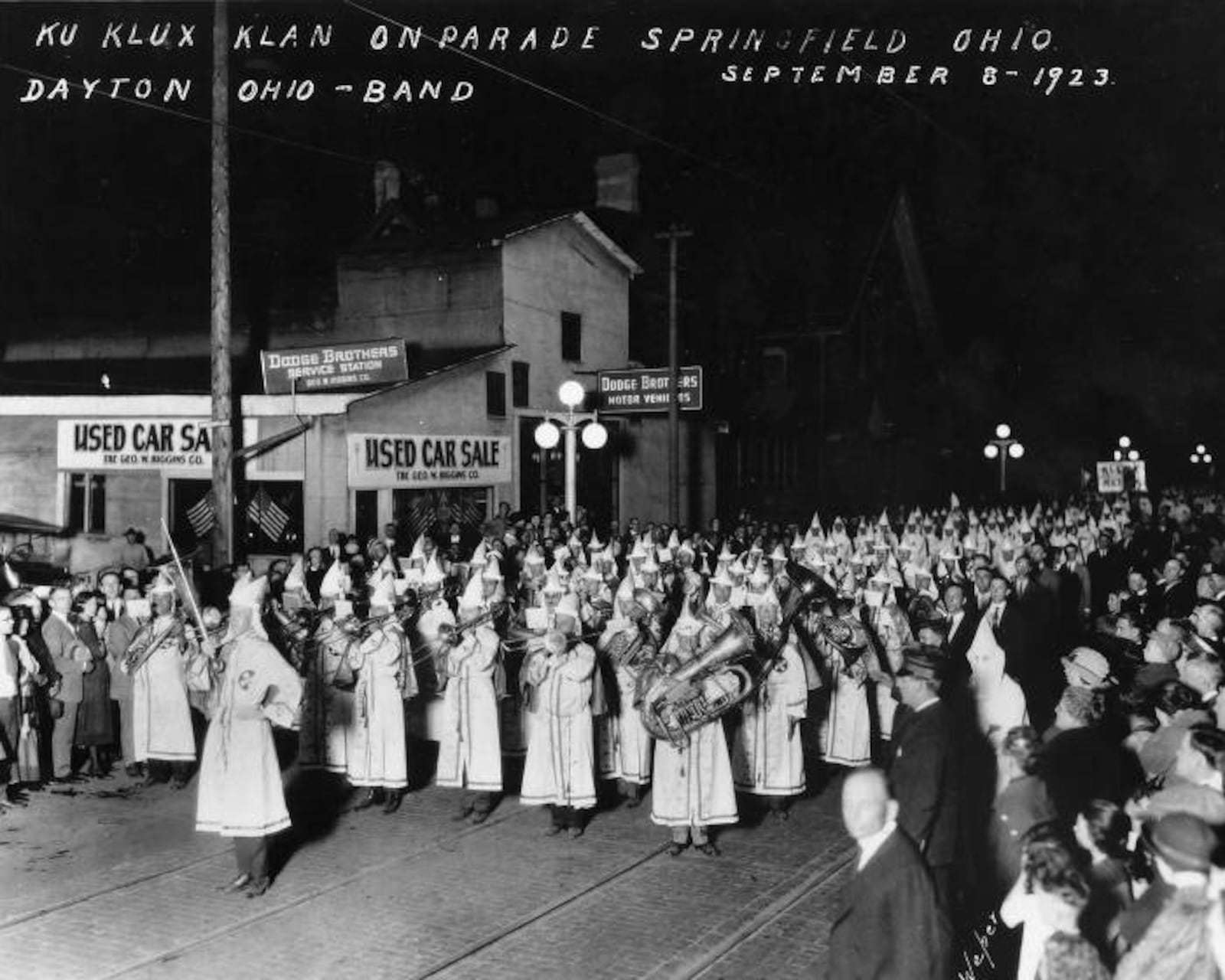 The Ku Klux Klan band marches in a Klan parade through Springfield in 1923. CONTRIBUTED