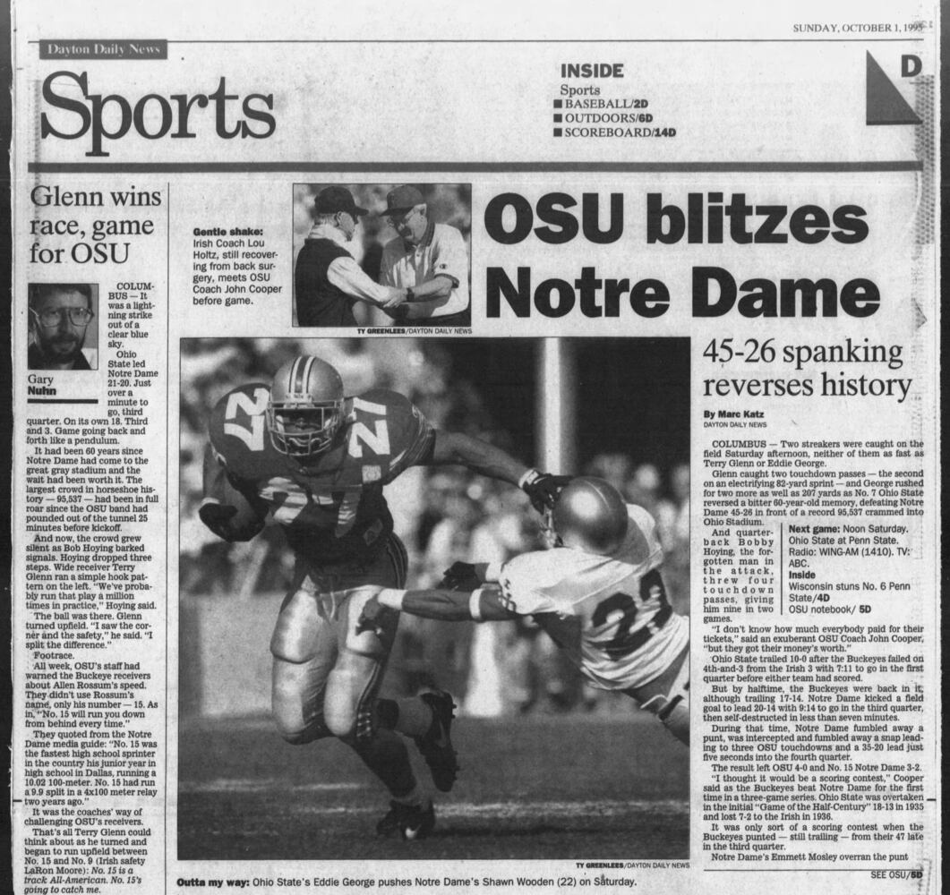 Ohio State-Notre Dame Dayton Daily News archive