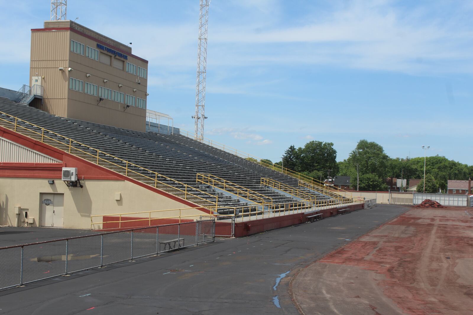 The track at Welcome Stadium is being removed and replaced. CORNELIUS FROLIK / STAFF