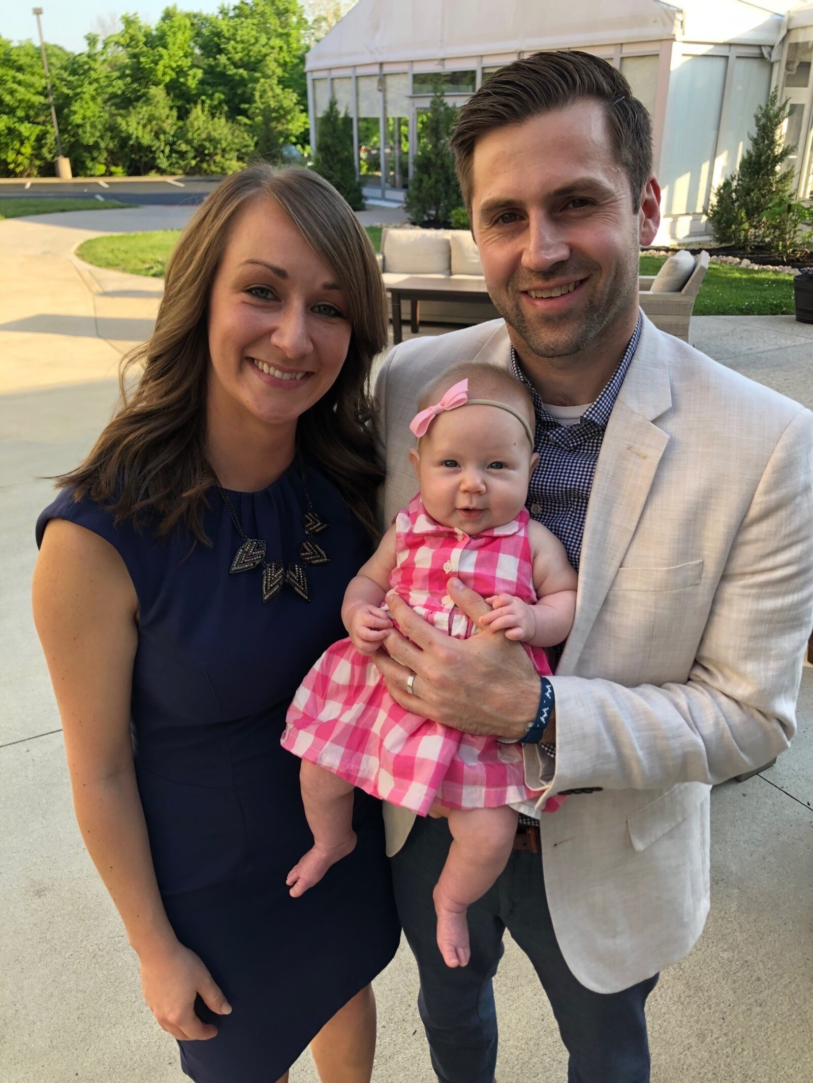 WSU MED  8 – The husband and wife medical team of Dr. Brian Cothern and his wife Dr. Katie Cothern with their daughter Charlotte. A pediatrician in Indianapolis, Katie’s an Alter High grad and was on the equestrian team at Otterbein University  and then graduated from the Wright State medical school. Brian was an All Horizon League first team selection in soccer for the Raiders, graduated from WSU’s medical school and completed his residency is now finishing his cardiology fellowship at St Francis Hospital in Indianapolis and is treating cardiology patients who have COVID -19. CONTRIBUTED