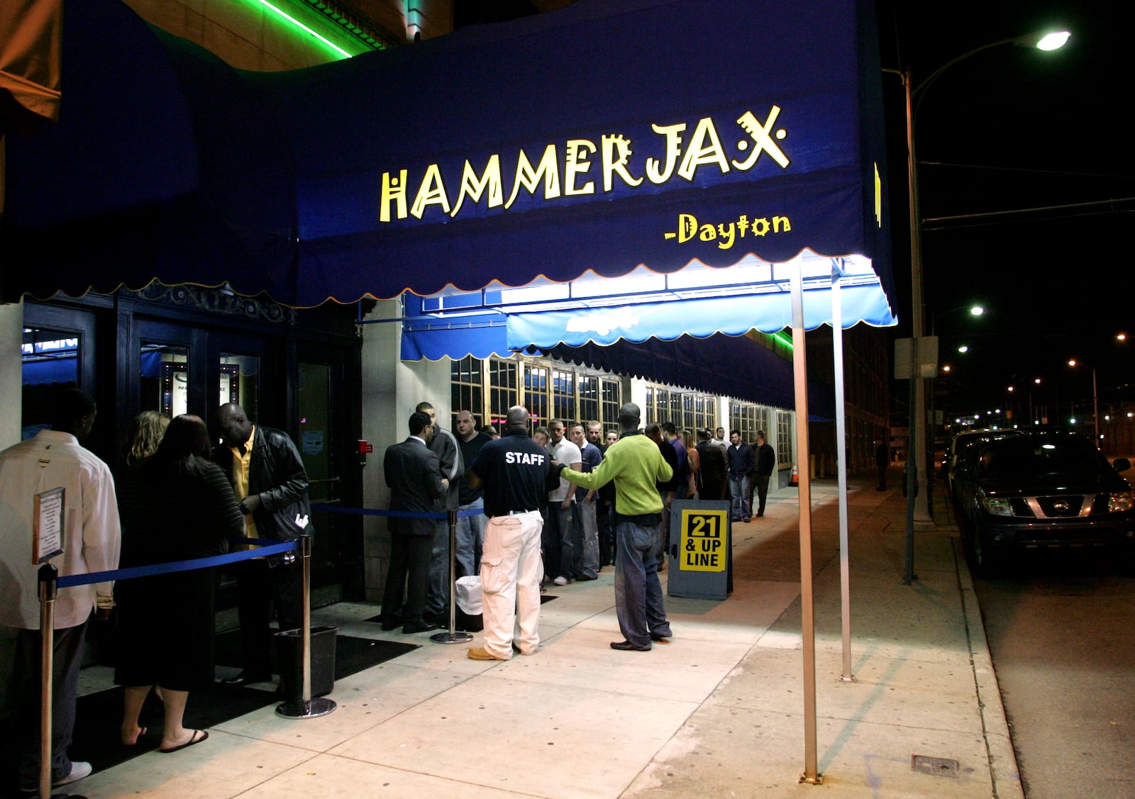 People line up to get inside Hammerjax night club located at 114 E. Fourth St in Dayton in 2006. FILE/RON ALVEY