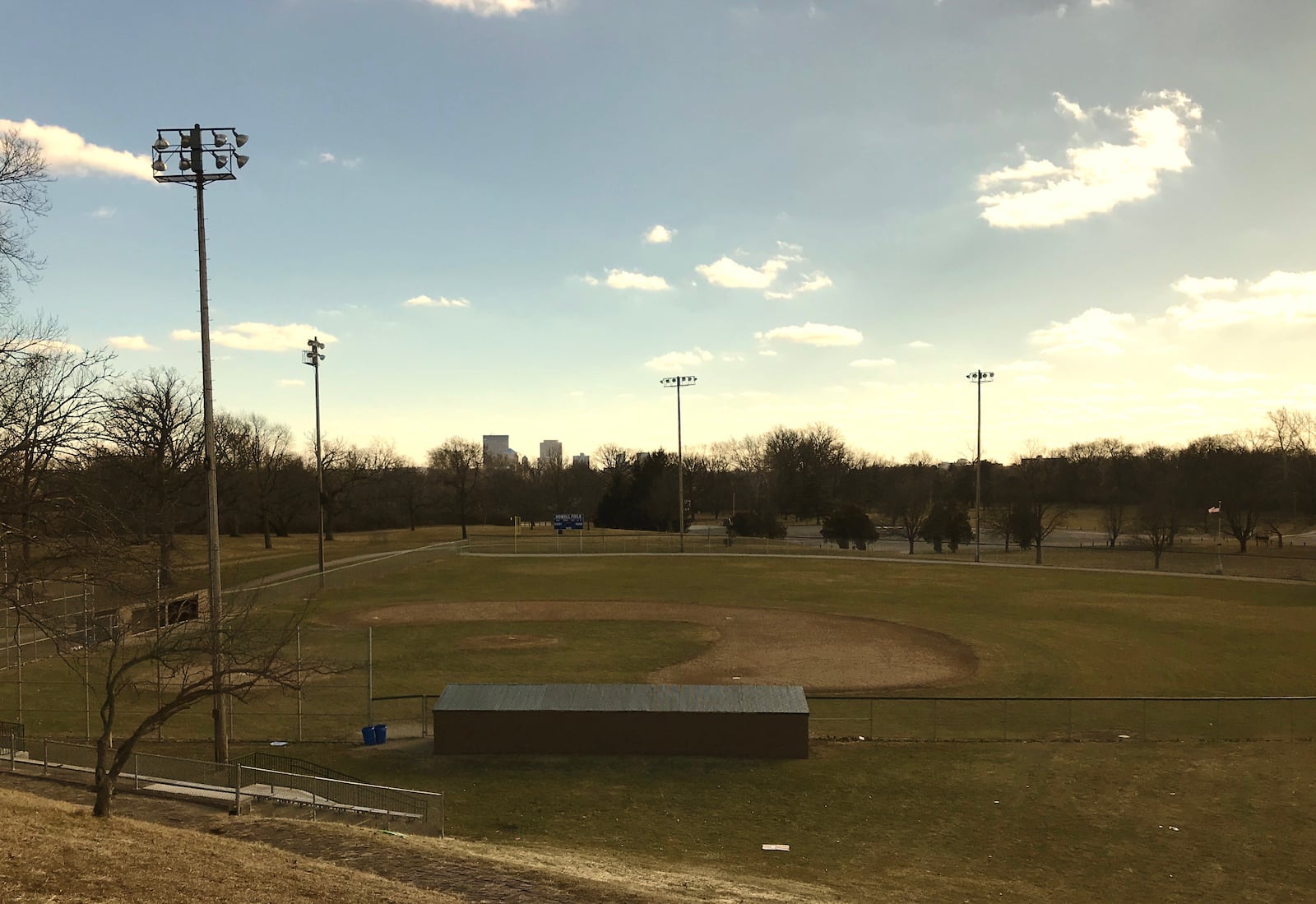 Views of Triangle Park in Dayton, Ohio, two days before Super Bowl LII.