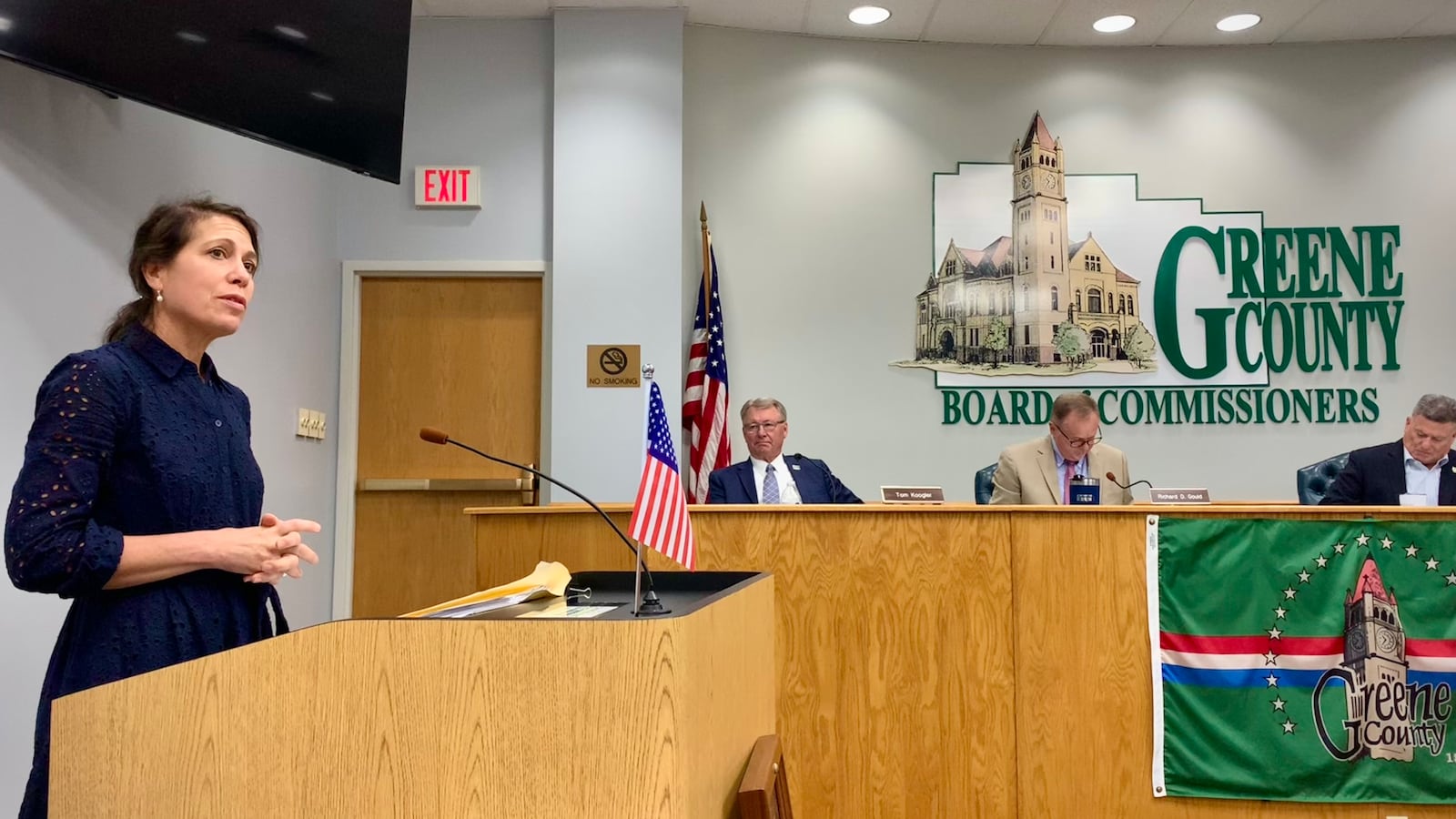 Greene County Juvenile Court Judge Amy Lewis speaks at the Greene County Commission meeting Thursday, Oct. 3, 2024. LONDON BISHOP/STAFF