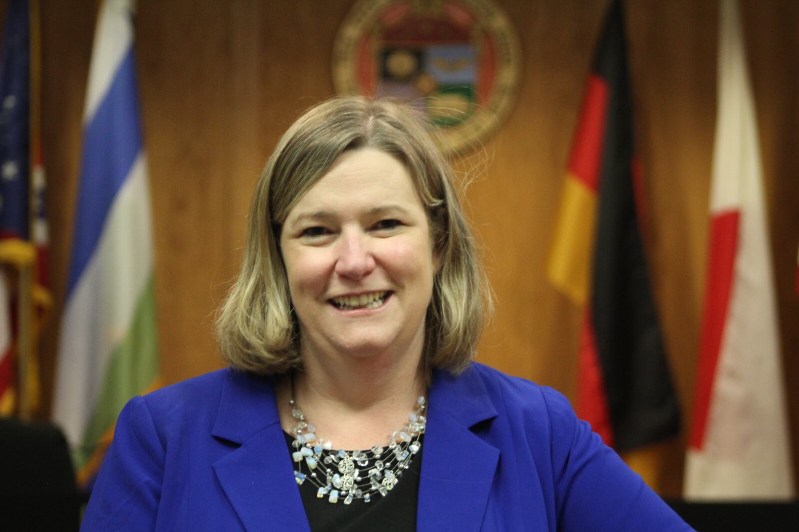 Dayton Mayor Nan Whaley on Wednesday, before her final commission meeting as mayor. CORNELIUS FROLIK / STAFF