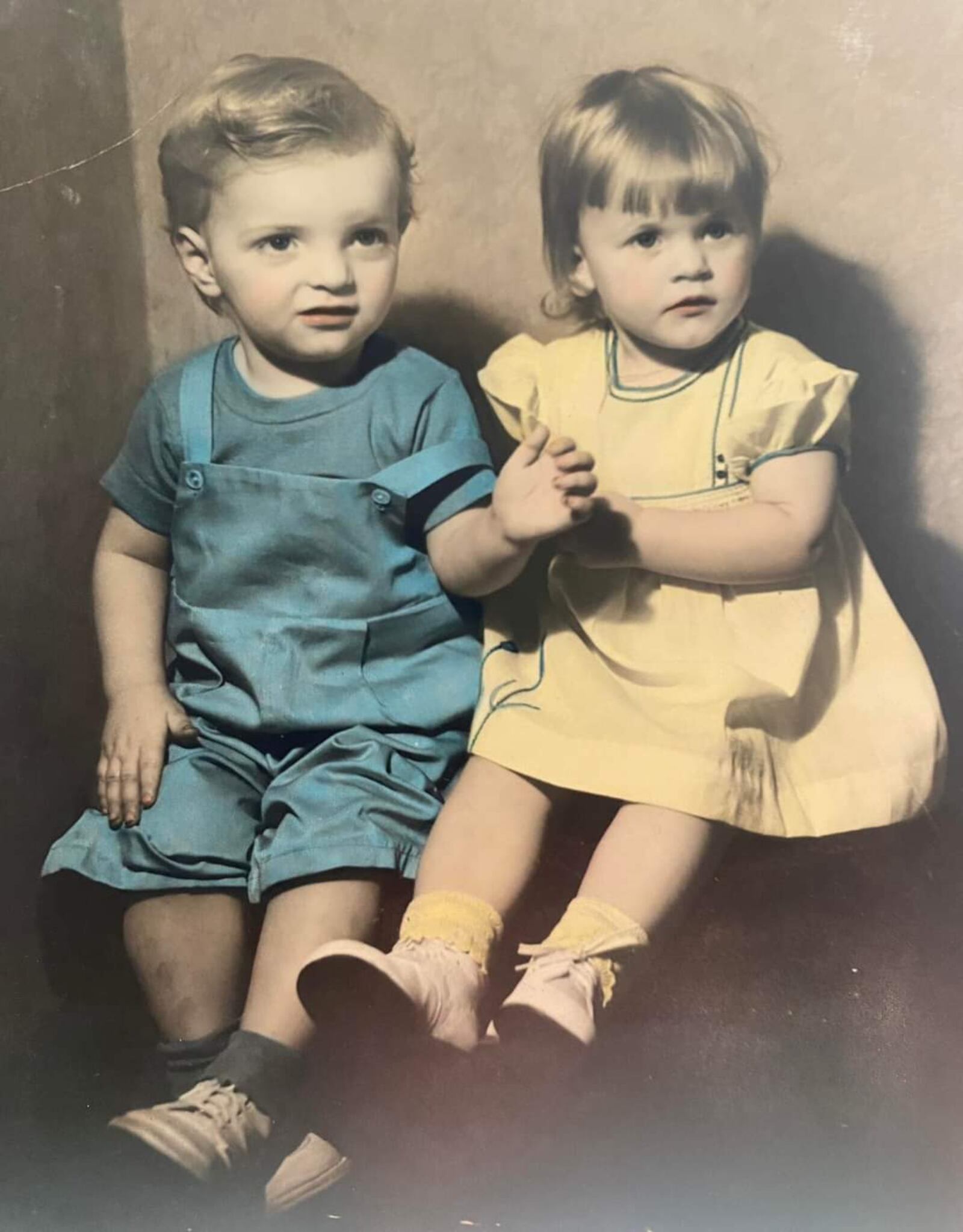 Mickey Lozan and his cousin Carol Clark (now Current) when they were toddlers in the 1940s growing up in the house their families shared with the head of the household, their Croatian grandmother Agnes Miljanic on Crane Street in Dayton East End. CONTRIBUTED